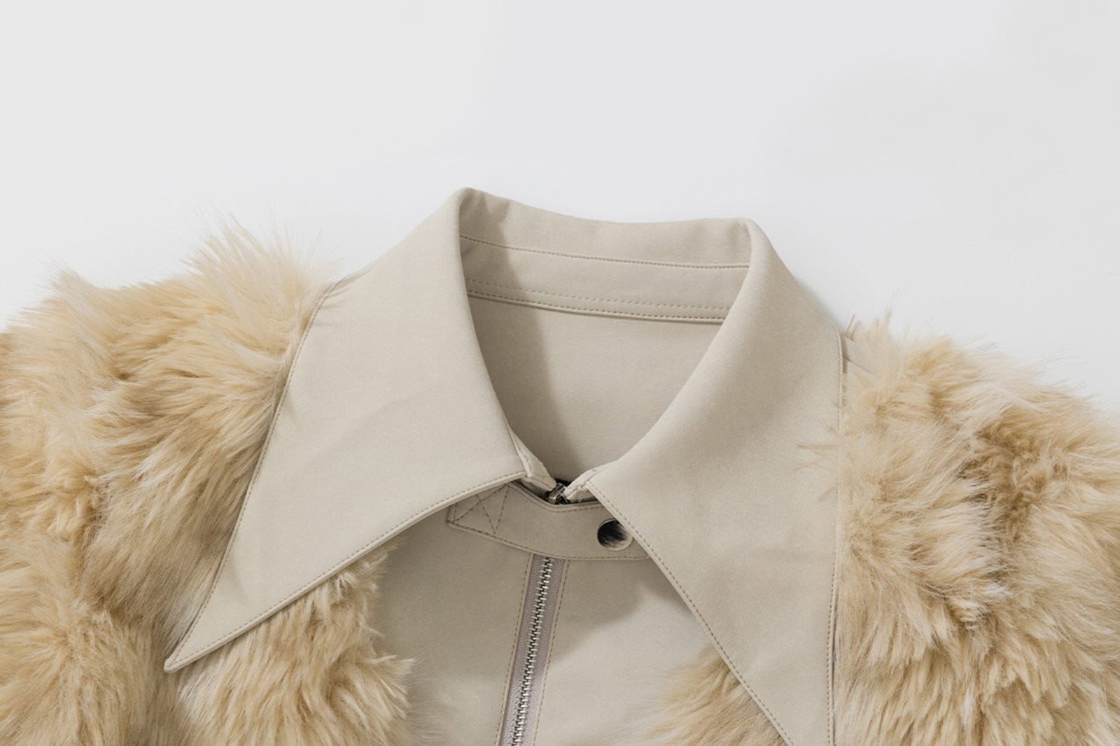 AE30 SAINT Faux Fur Trim PU Moto Jacket