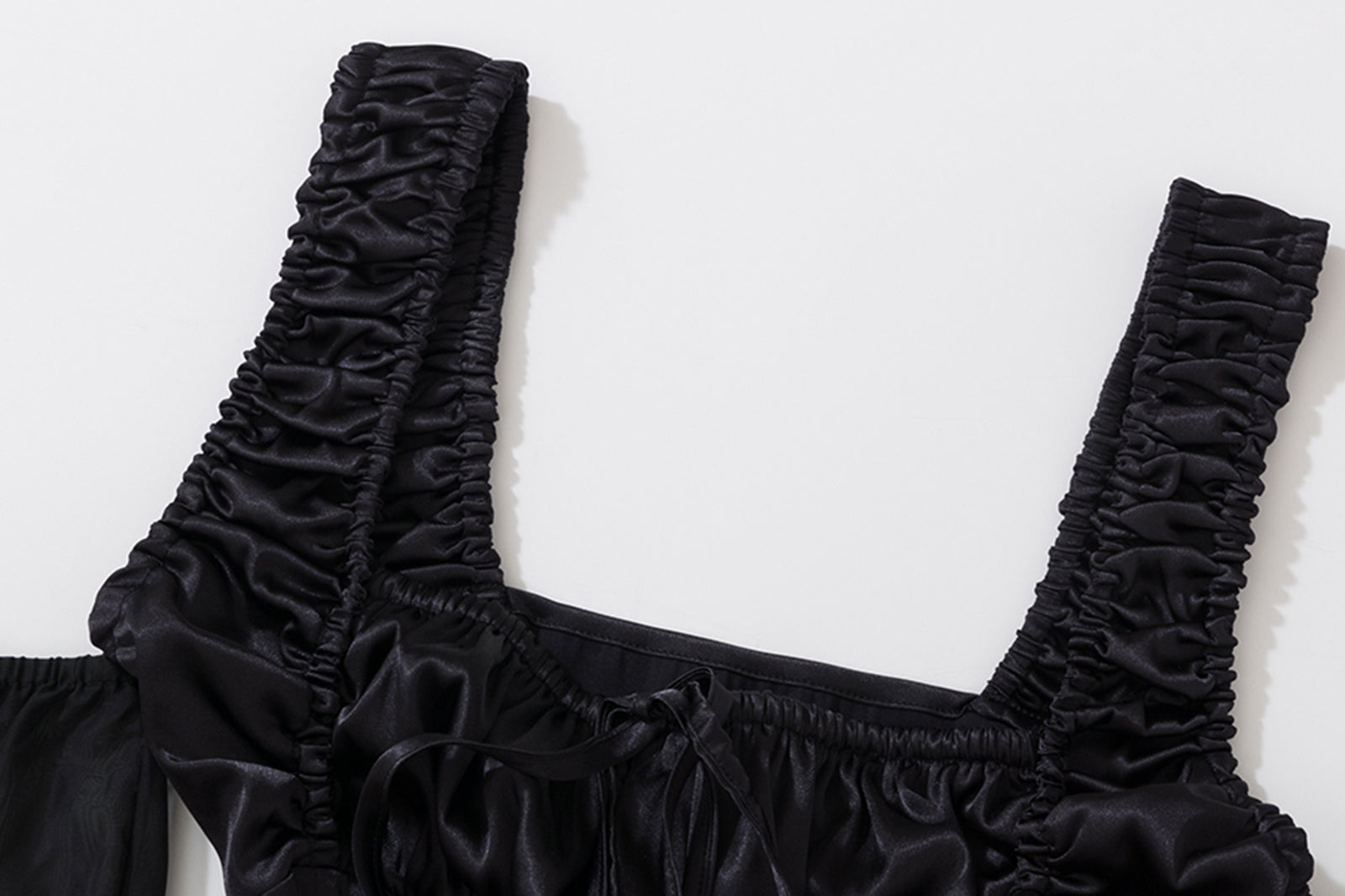 AE30 SAINT Sheer Sleeves Satin Corset Top