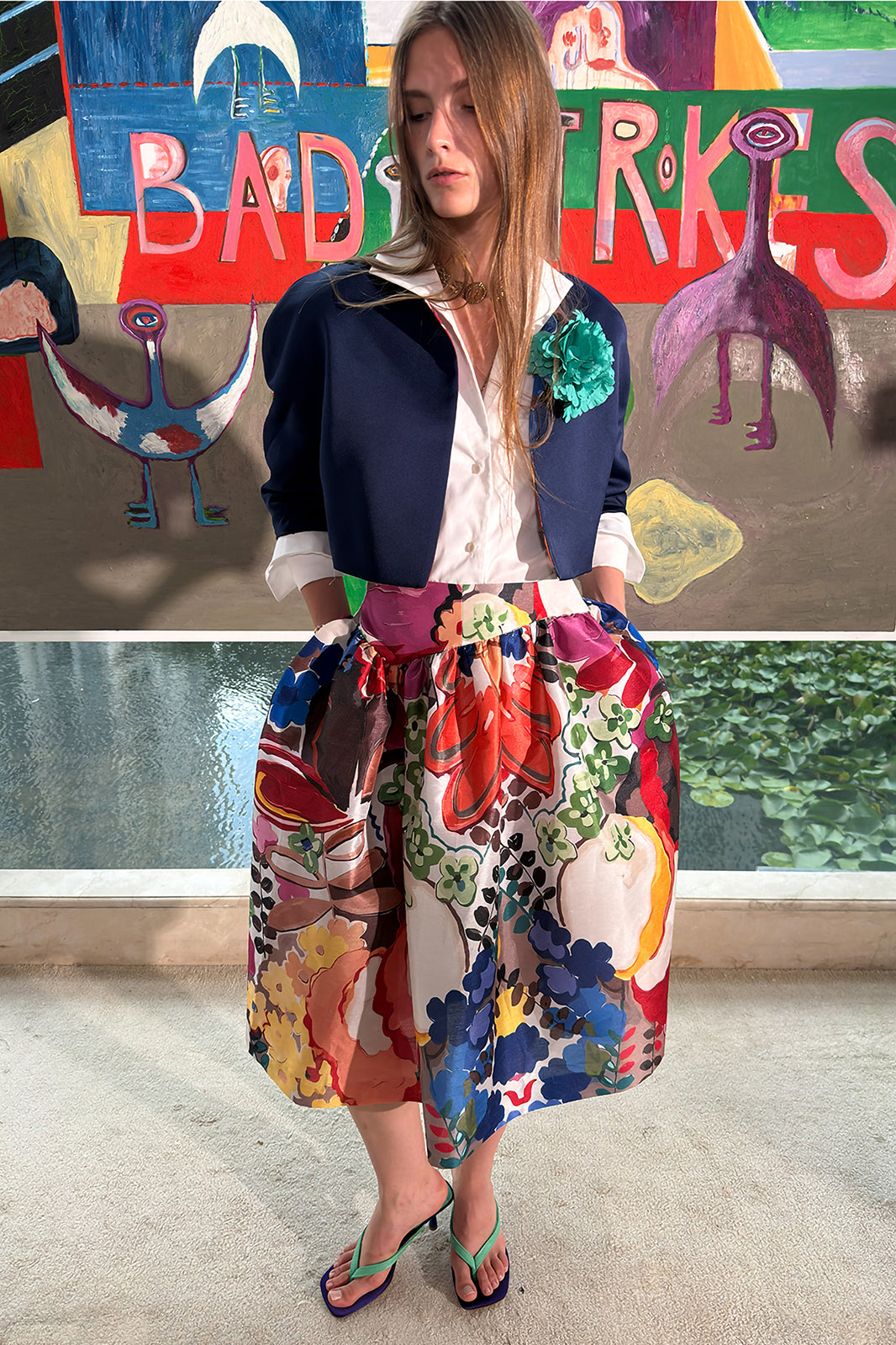 WINGFREE Full-Print Floral Midi Skirt