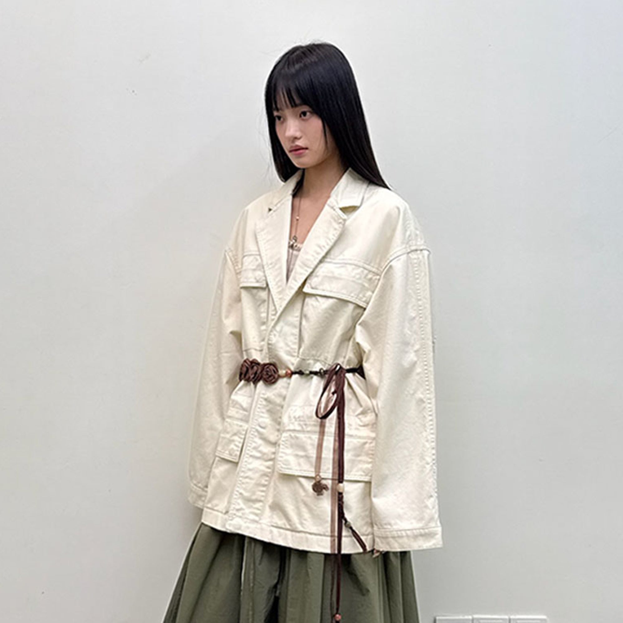 NEVERSEEZ Drawstring-Waist Utility Jacket