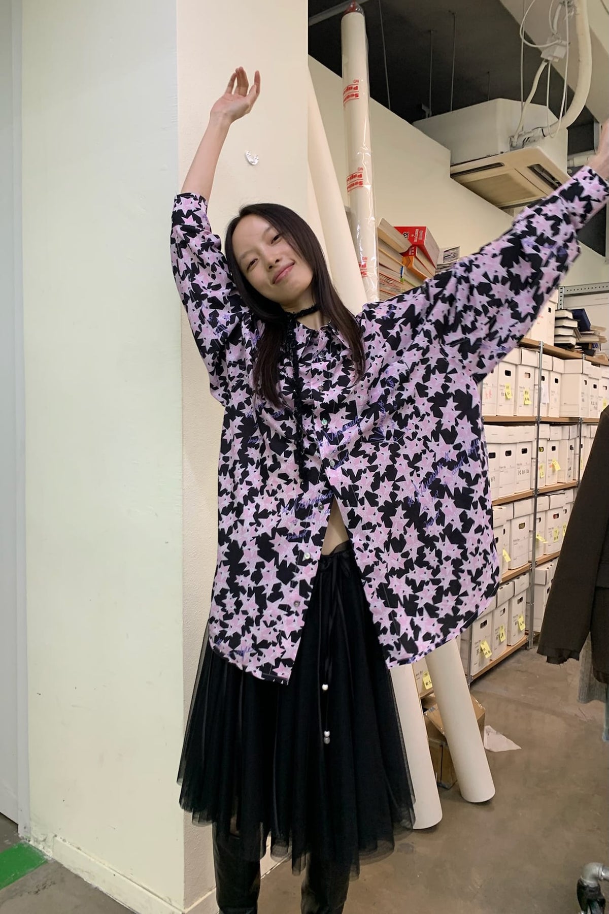 NEVERSEEZ Full-Print Contrast Star Shirt