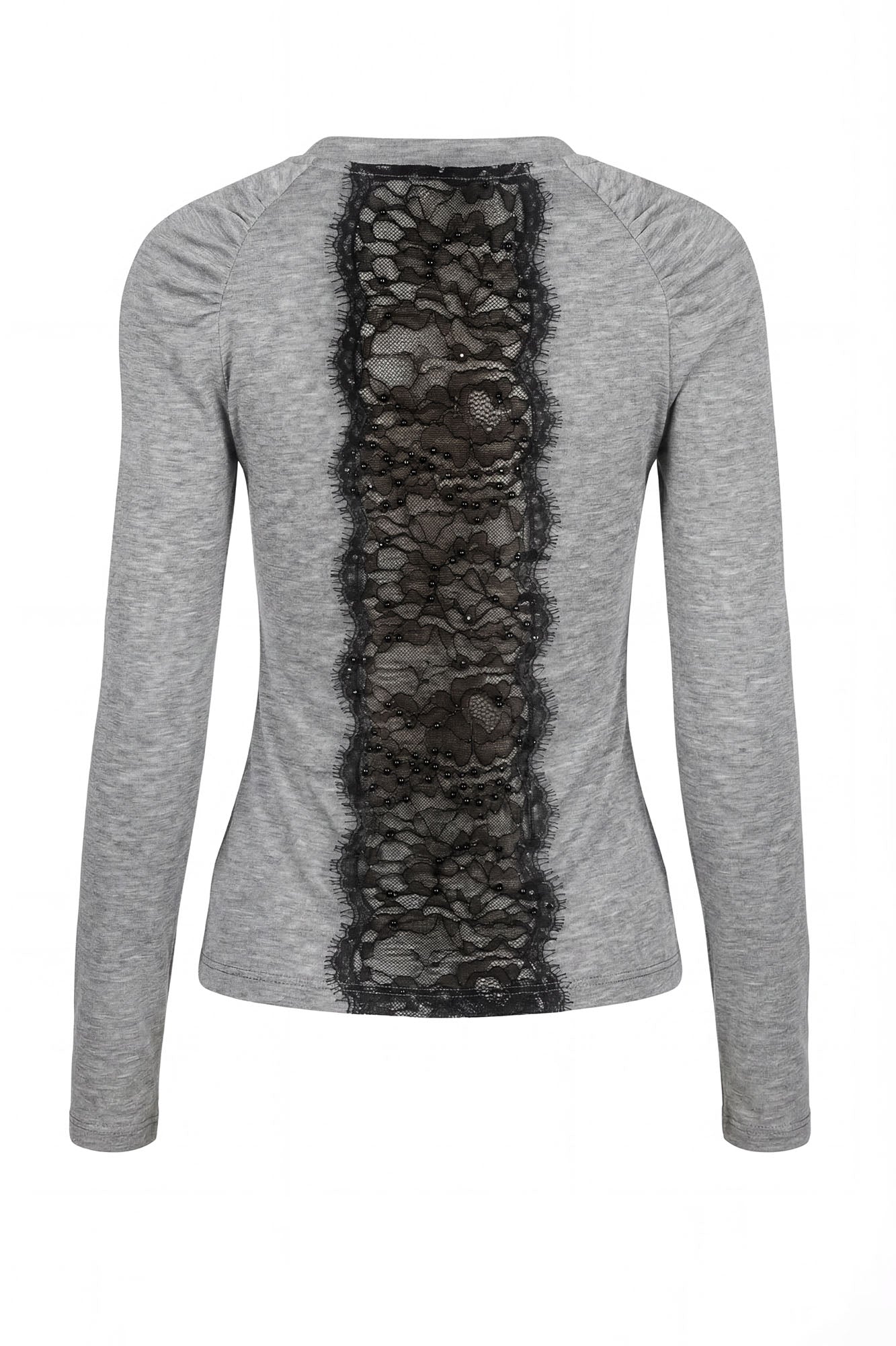EMOHA Lace Back Graphic Long-Sleeve Tee