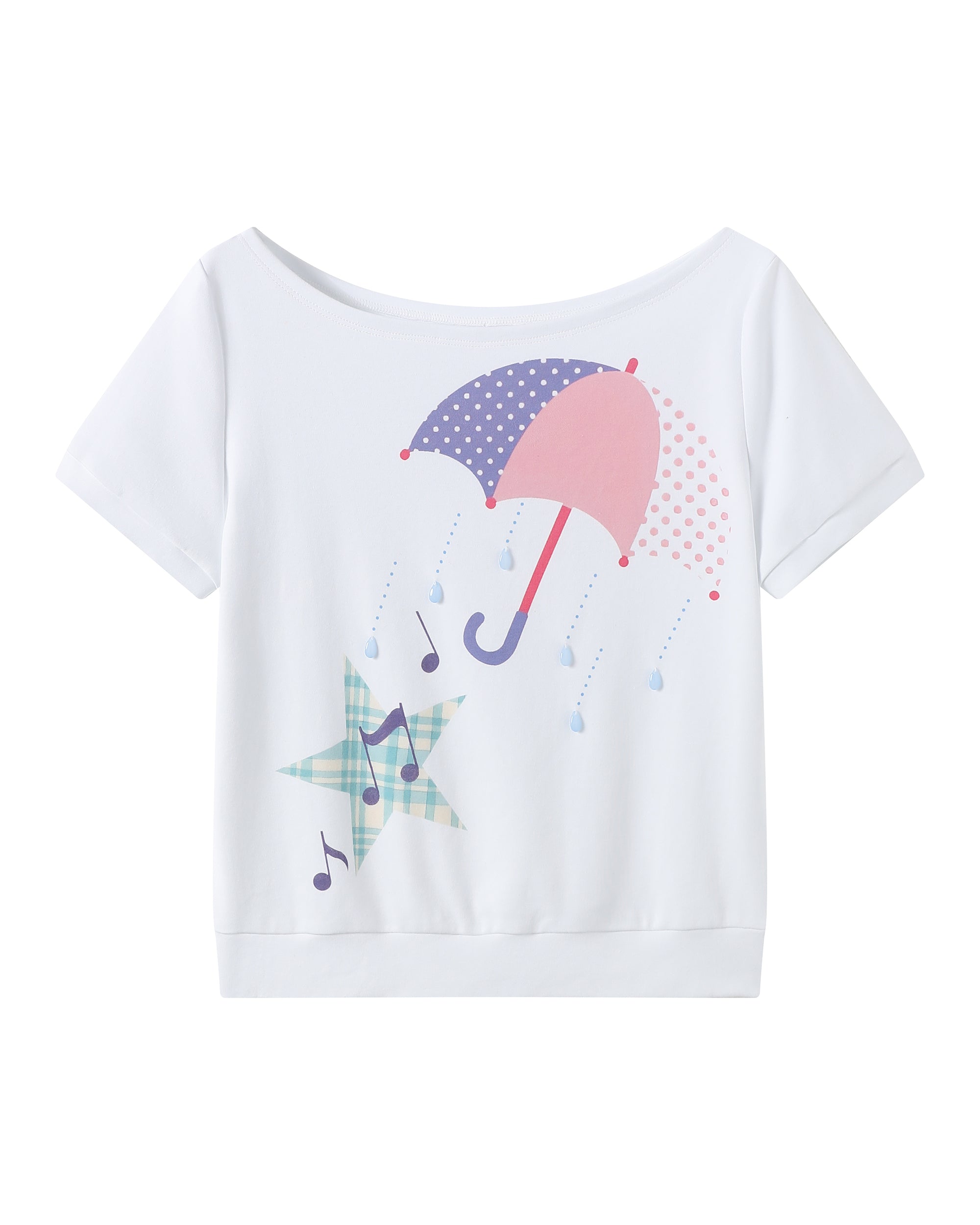 HAVE A MEAL Umbrella Graphic Scoopneck Pendant Top