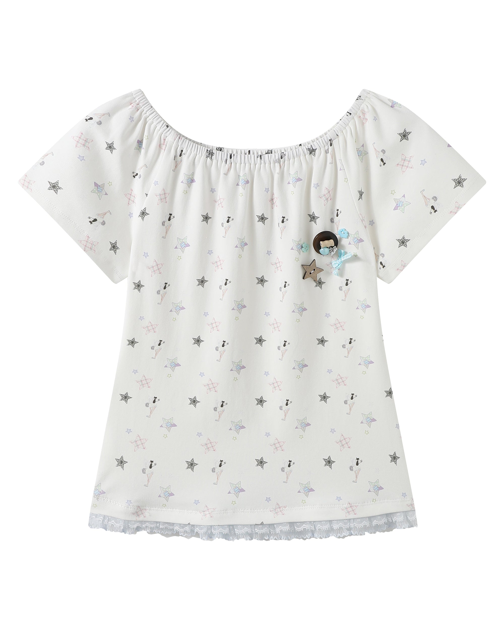 HAVE A MEAL × Congming Star Lace-Trim Tee
