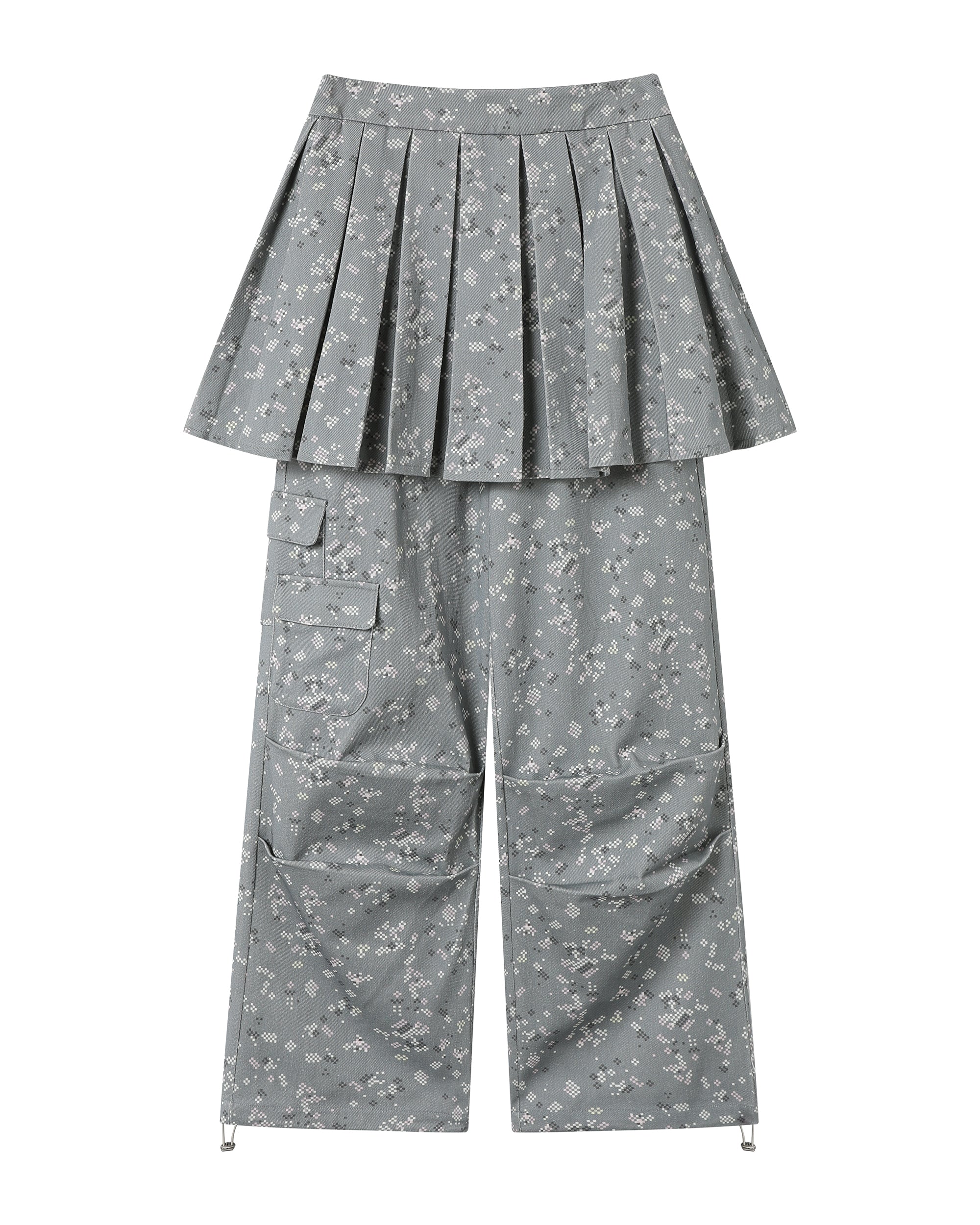 HAVEAMEAL Pixel Layered Detachable Skort Straight-Leg Pants