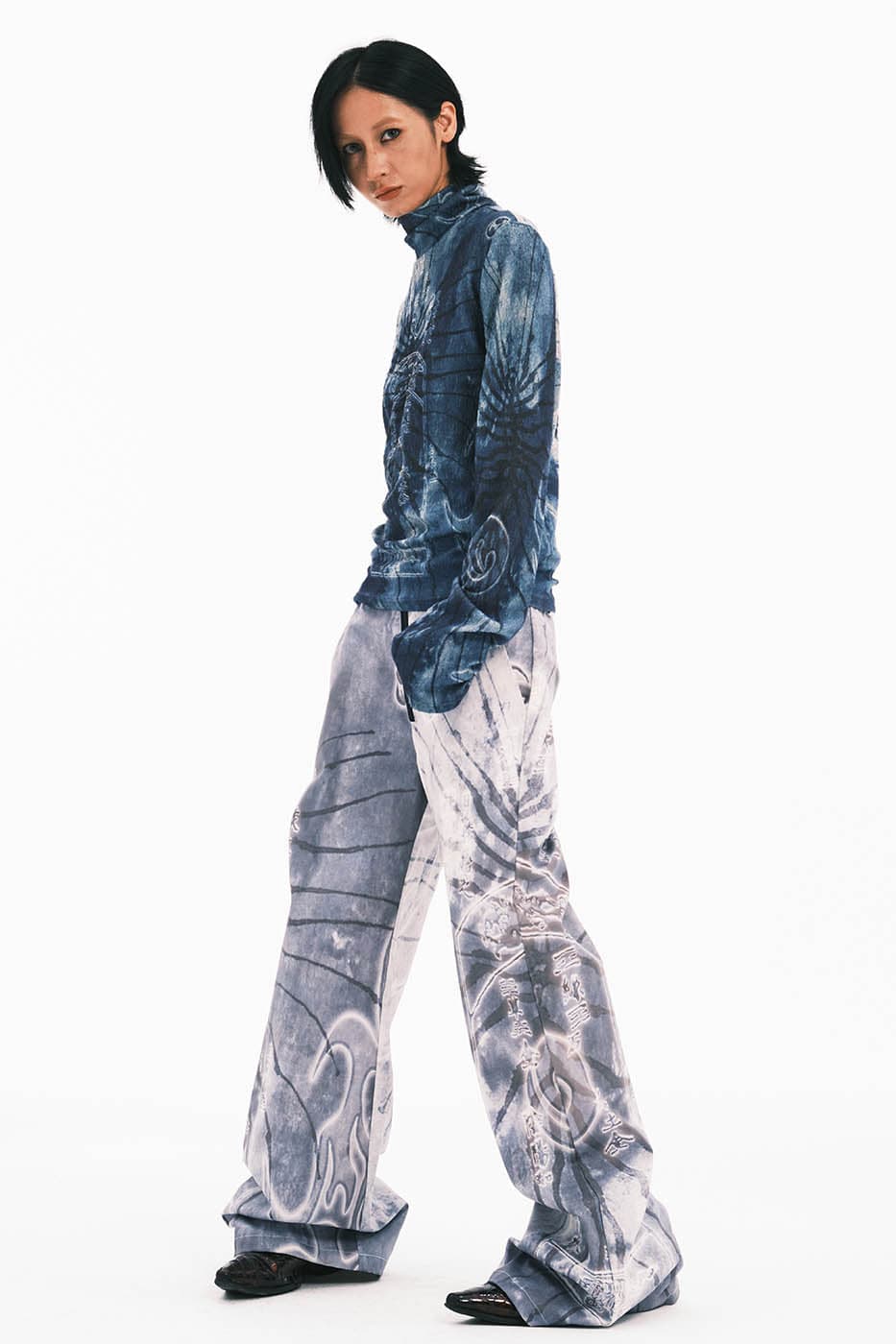 EMBRYO Tie-Dyed Runes Turtleneck L/S Tee, premium urban and streetwear designers apparel on PROJECTISR.com, EMBRYO