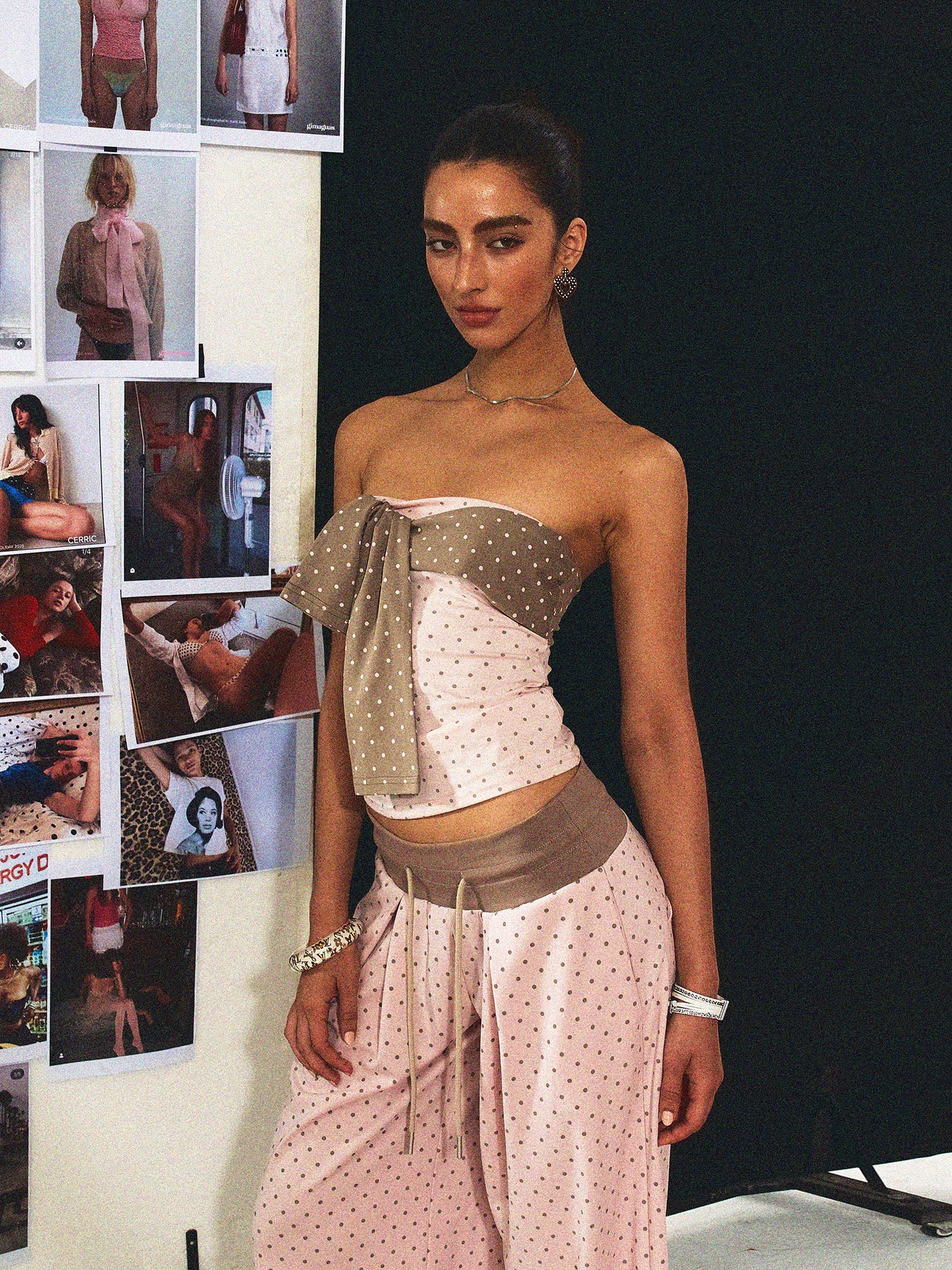 THE NEVERMORE Polka Dot Chest Knot Tube Top