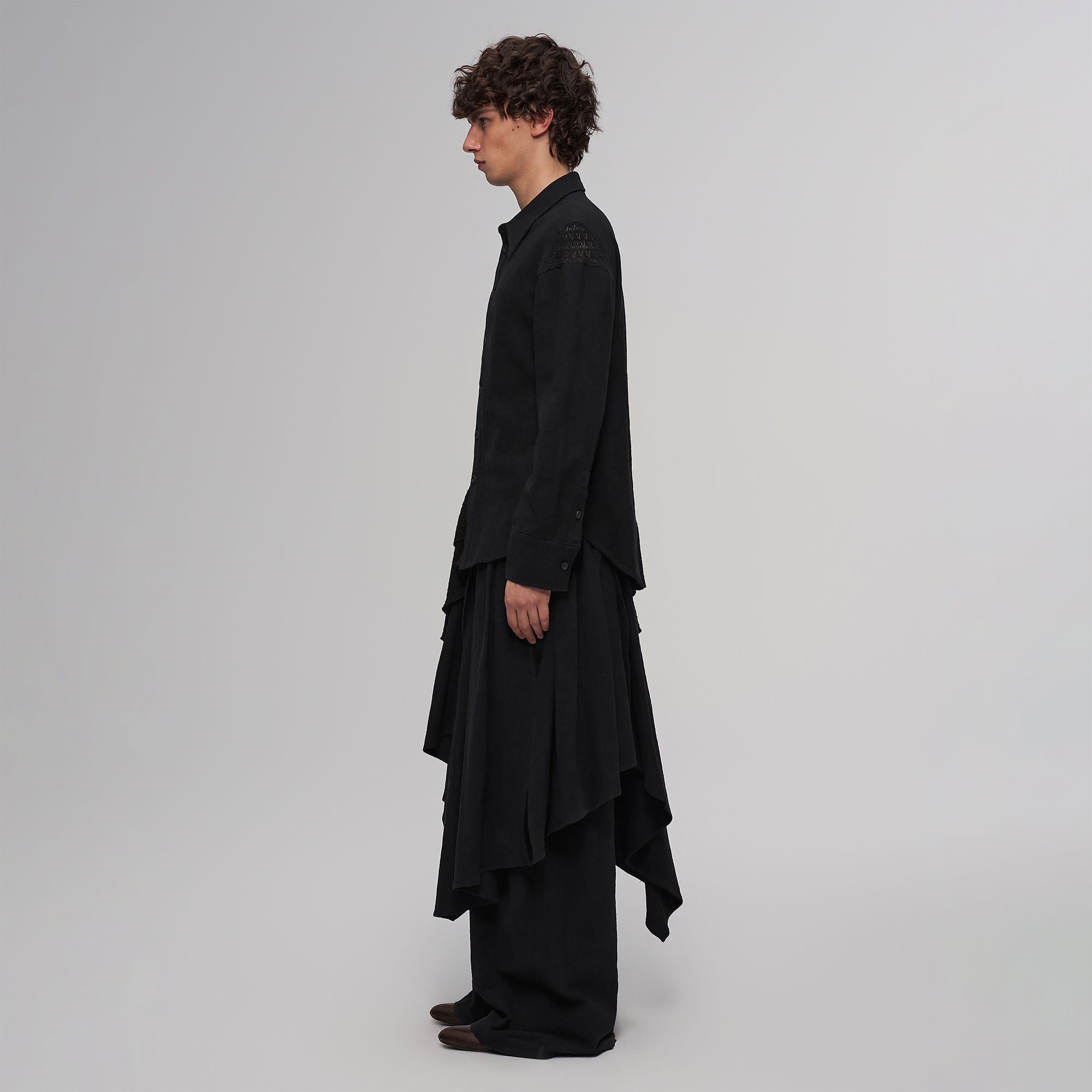 ILNya Nieternite Nifutur Asymmetric Drape Panel Ramie-Blend Shirt