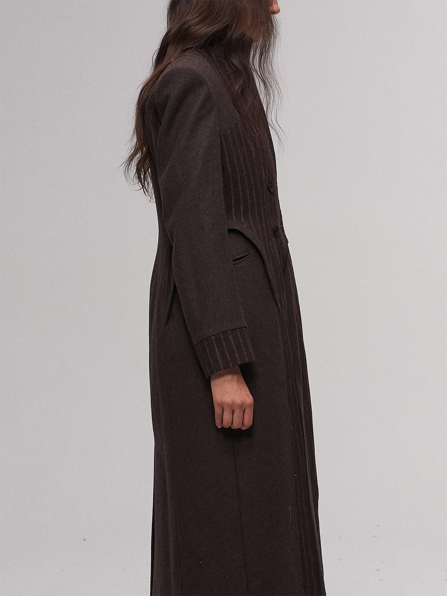 ILNya Nieternite Nifutur Tailored Stripe Paneled Wool-Blend Coat