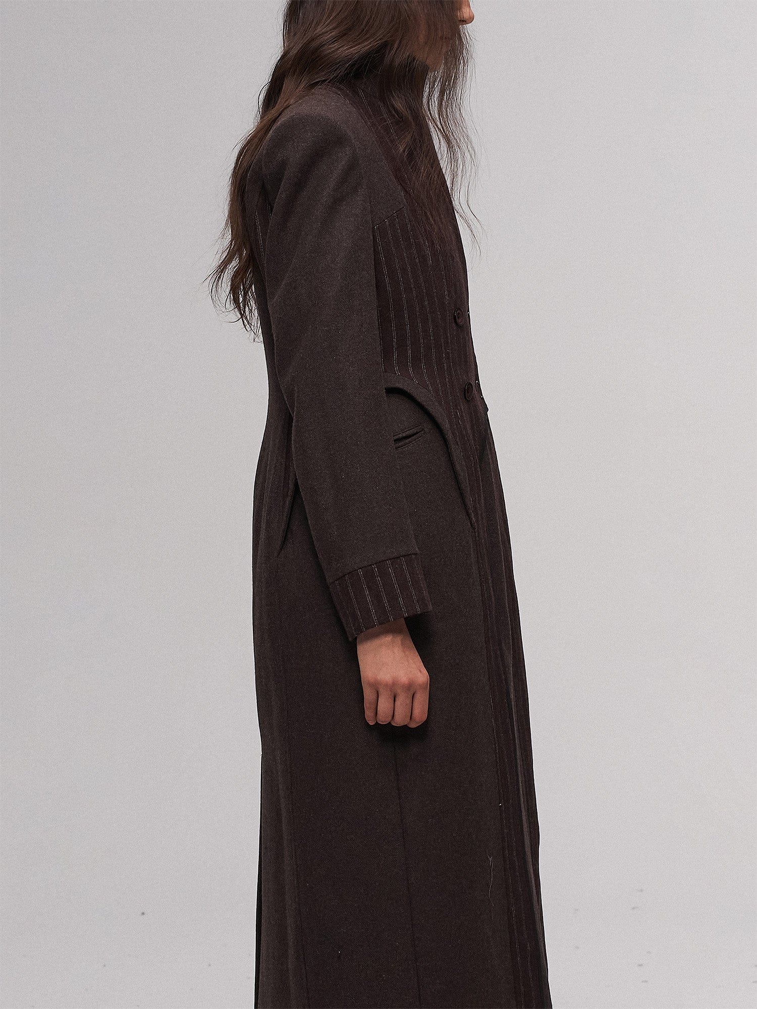 ILNya Nieternite Nifutur Tailored Stripe Paneled Wool-Blend Coat