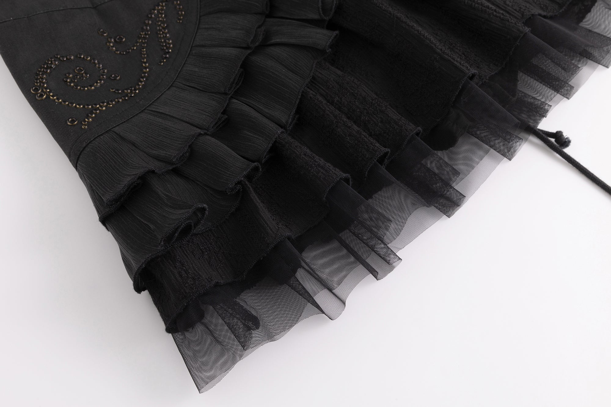 CESTNOUS Scroll-Embellished Layered Ruffle Mini Skirt