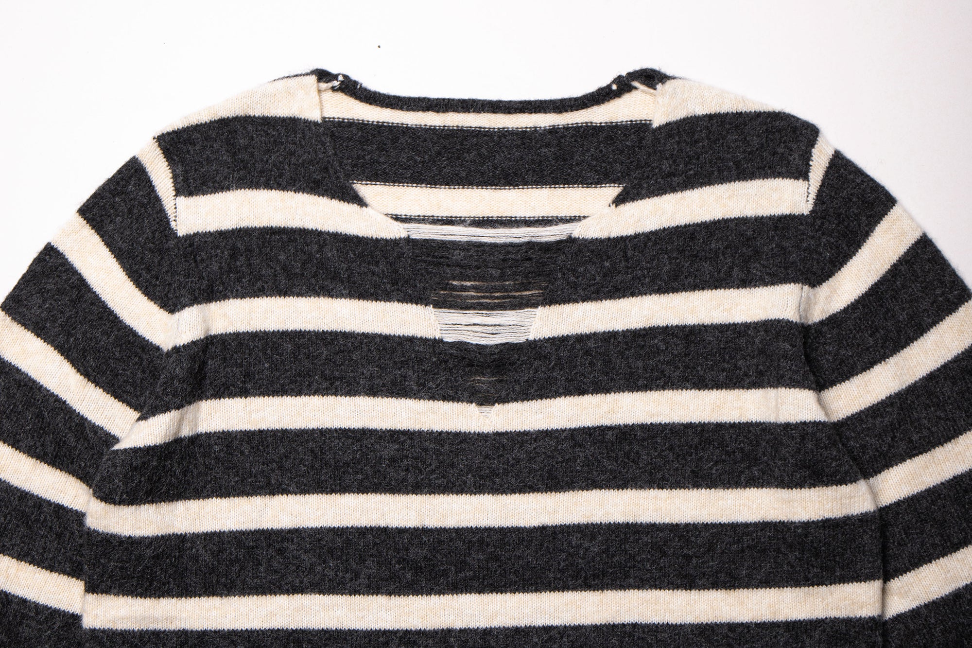 LEONSENSE Distressed Stripe Knit Pullover