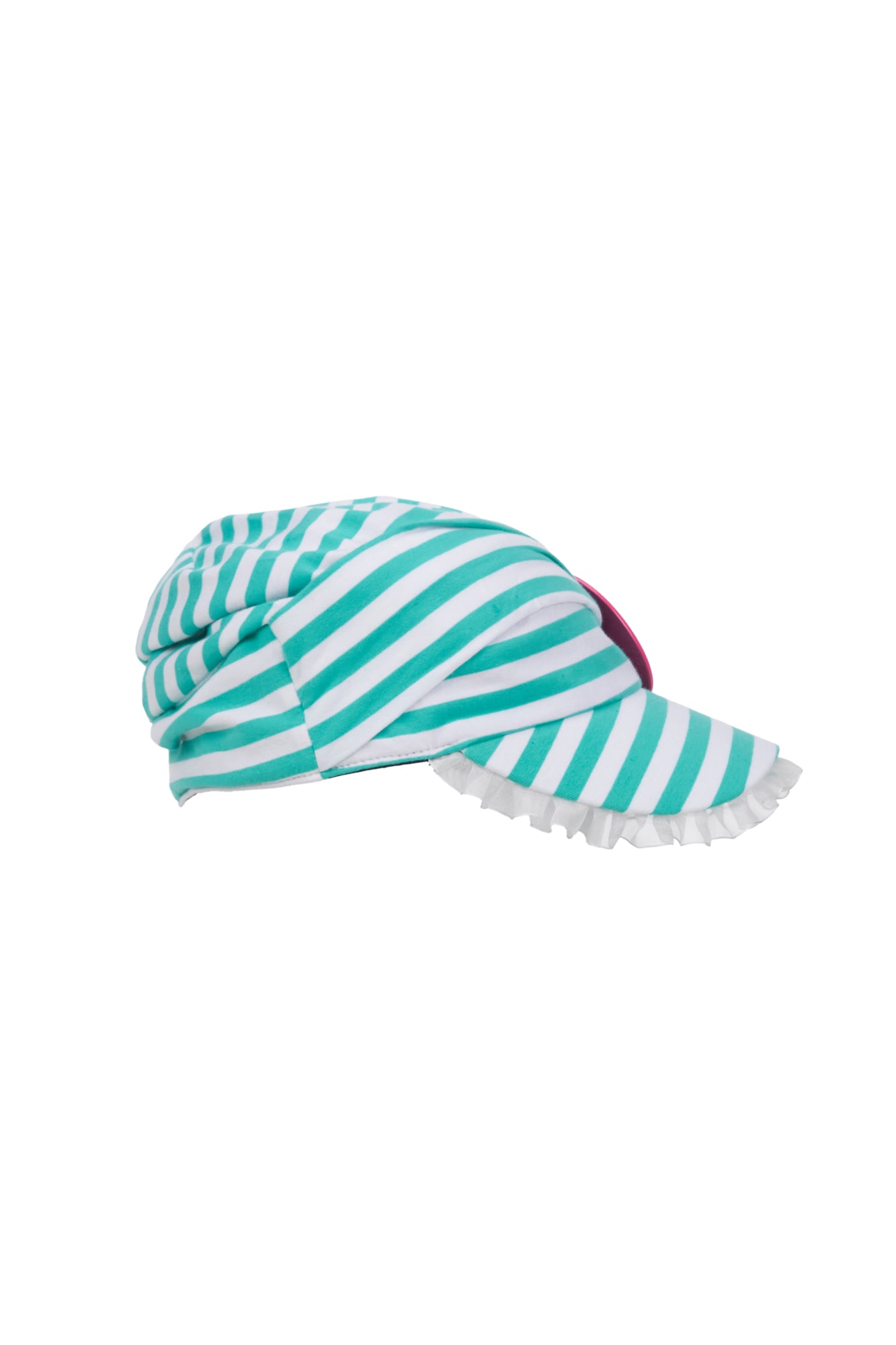 SANB Striped Ruffle Trim Apple Detail Cap