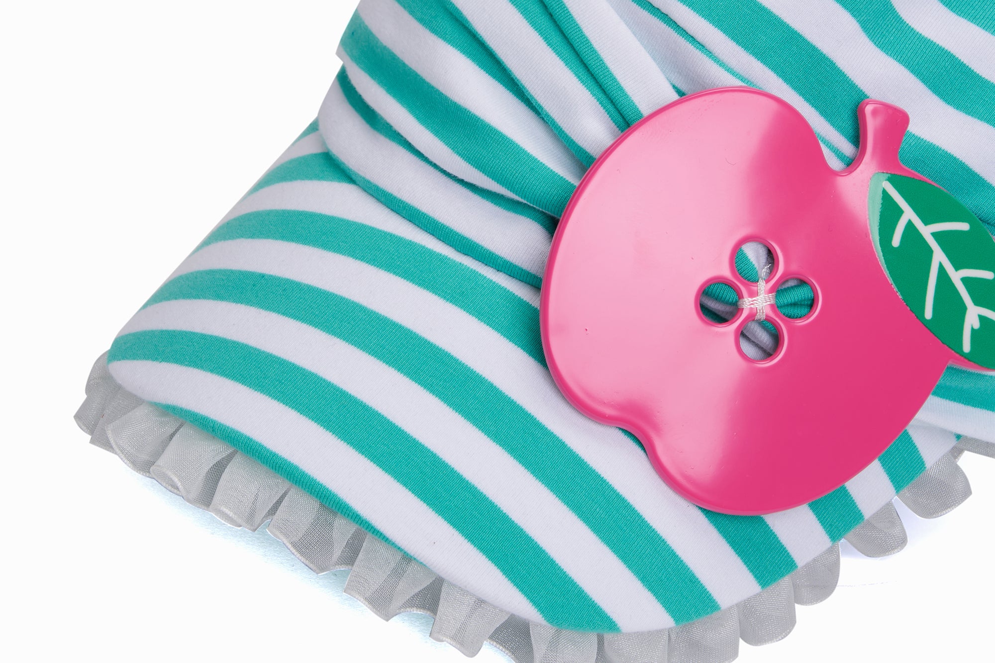 SANB Striped Ruffle Trim Apple Detail Cap