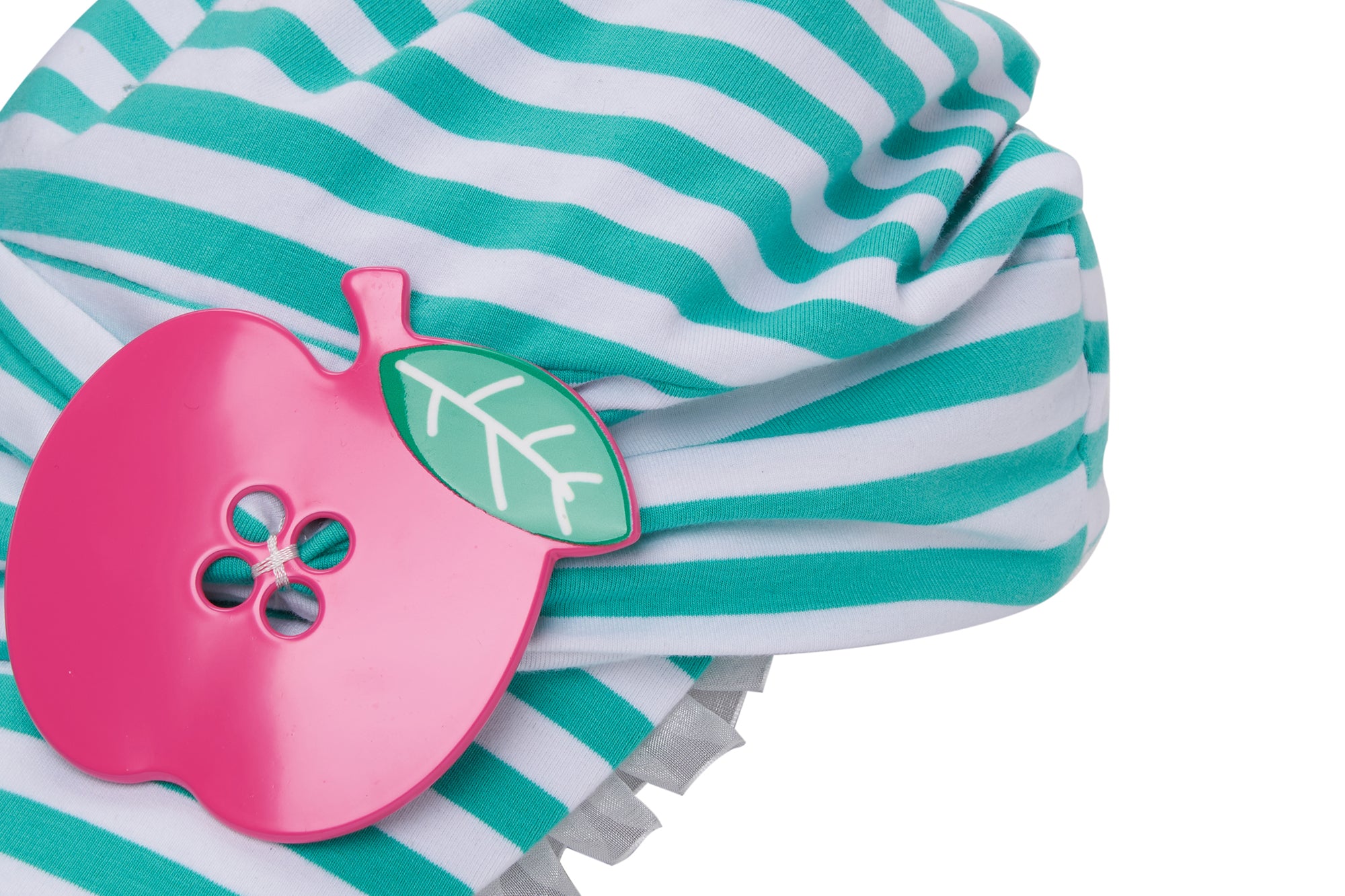 SANB Striped Ruffle Trim Apple Detail Cap