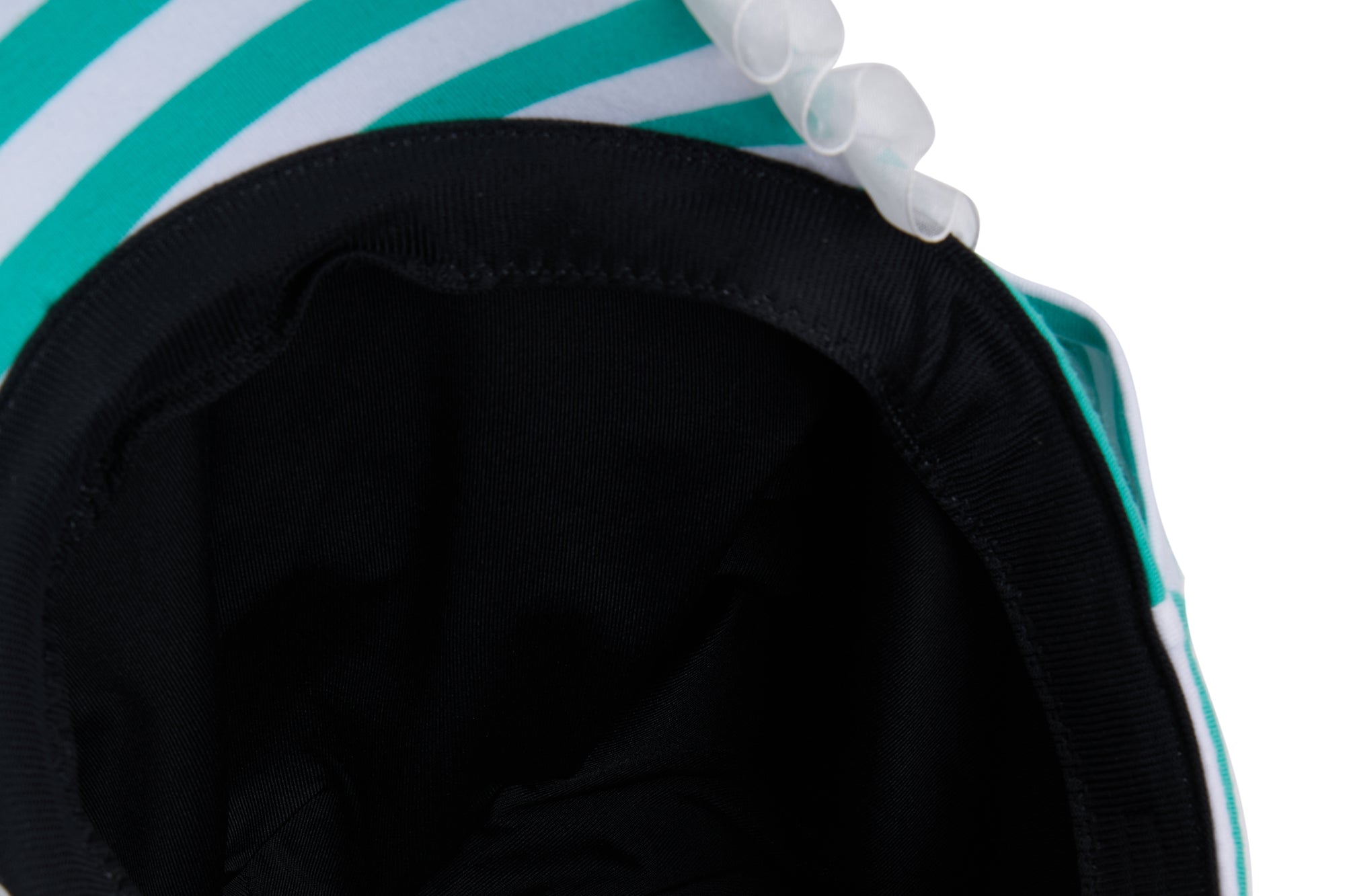 SANB Striped Ruffle Trim Apple Detail Cap