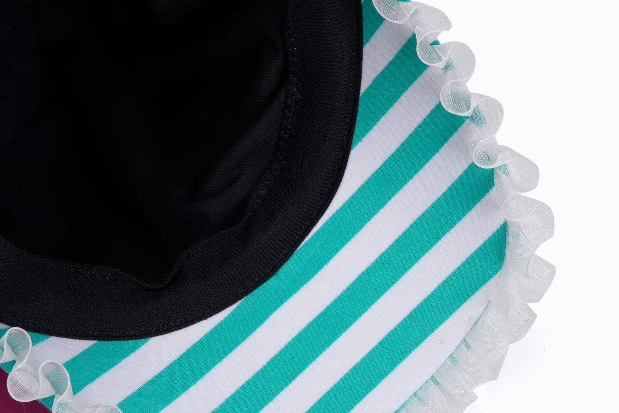 SANB Striped Ruffle Trim Apple Detail Cap
