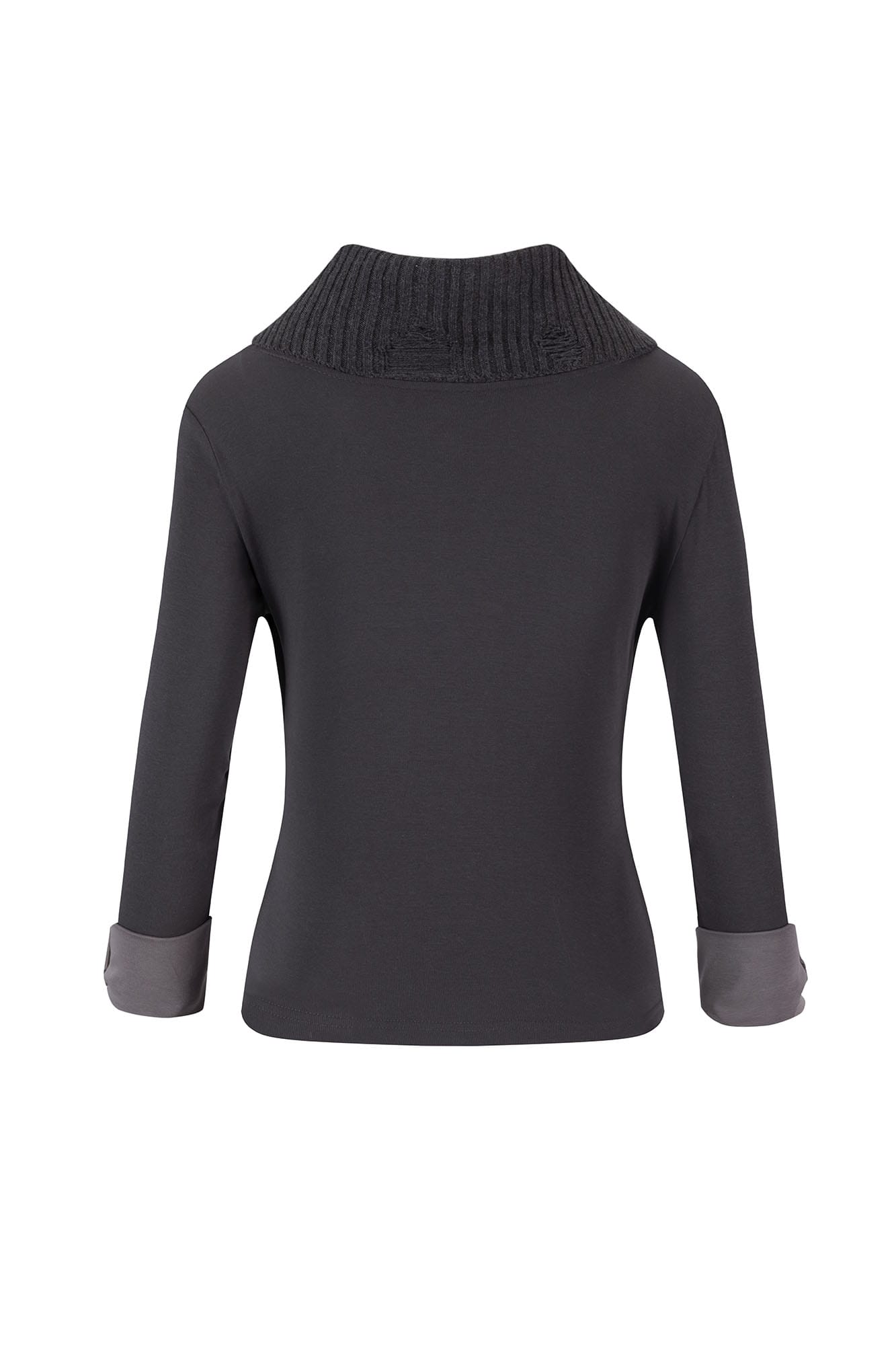 CESTNOUS Ribbed Cowl-Neck Long-Sleeve Tee