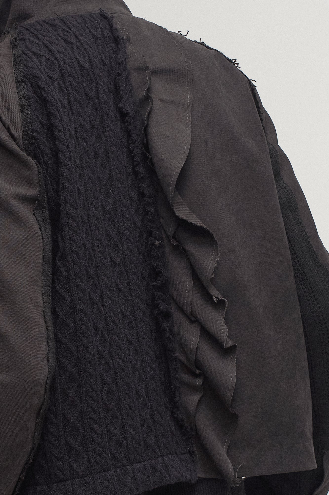 ILNya Nieternite Nifutur Asymmetrical Frayed Seam Ruffle Jacket, premium urban and streetwear designers apparel on PROJECTISR.com, ILNya Nieternite Nifutur