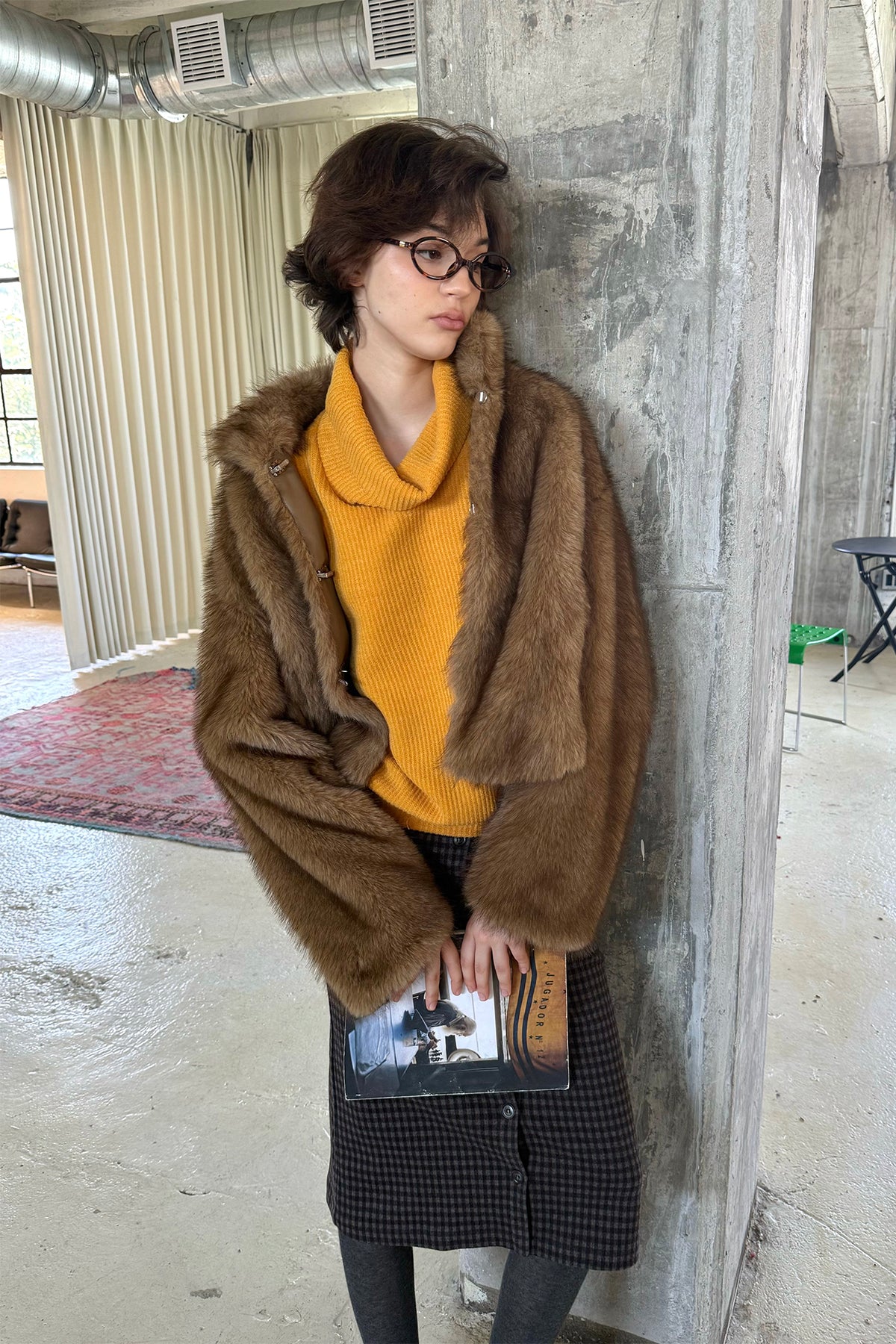 LVETONG Ombre Two-Tone Faux Fur Jacket