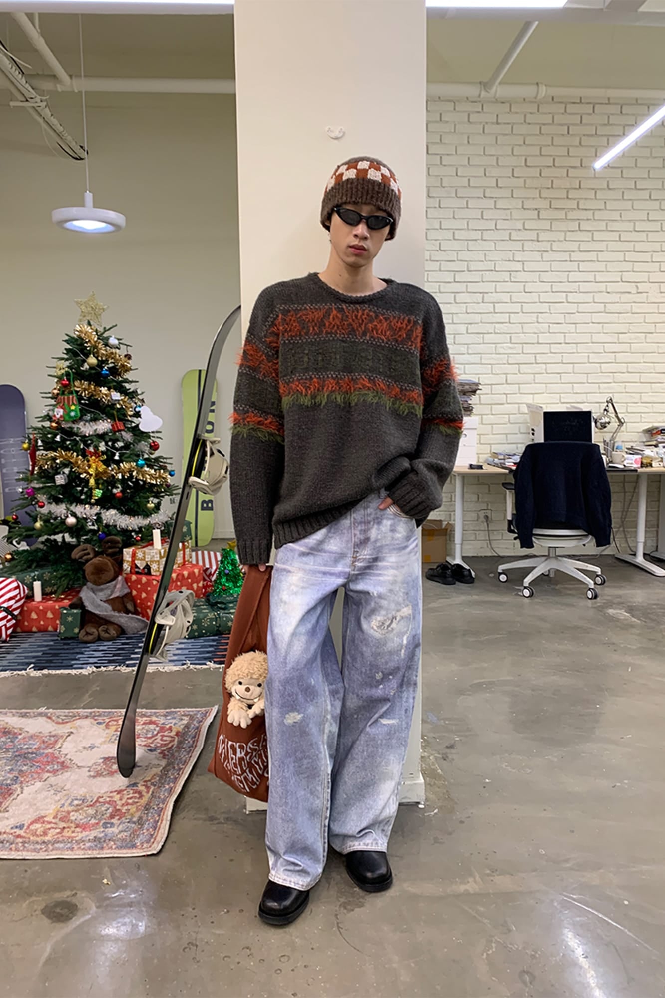 NEVERSEEZ Retro Eyelash-Stripe Sweater