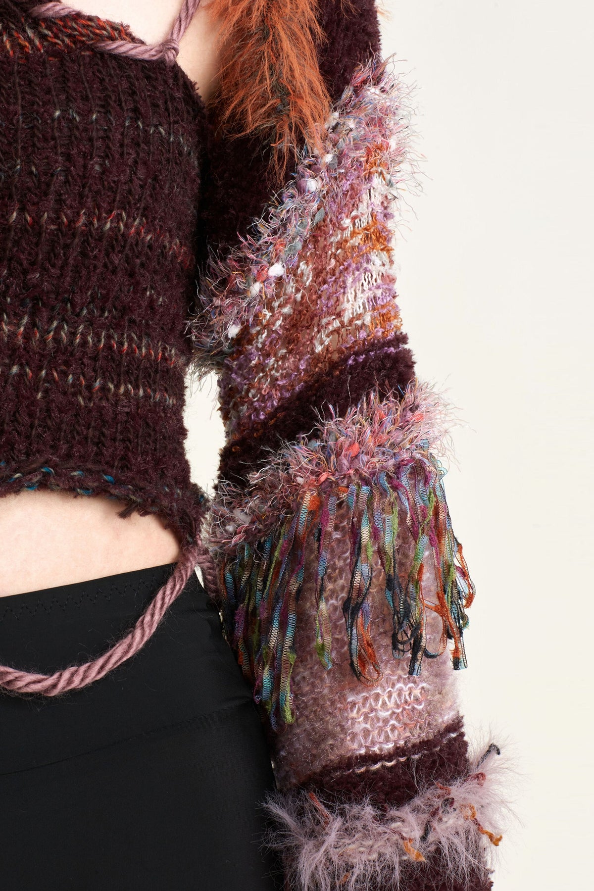 JUEJUEWORKS Fuzzy Trim Sleeve Shrug