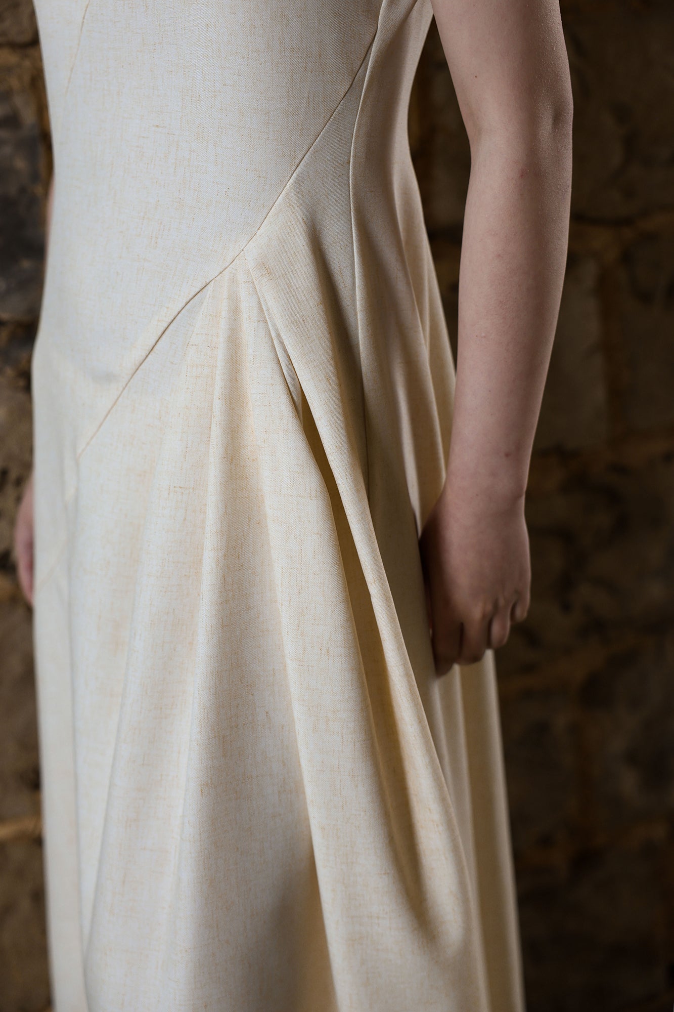 WUHEYIZUO Asymmetric Paneled Pleated Maxi Dress