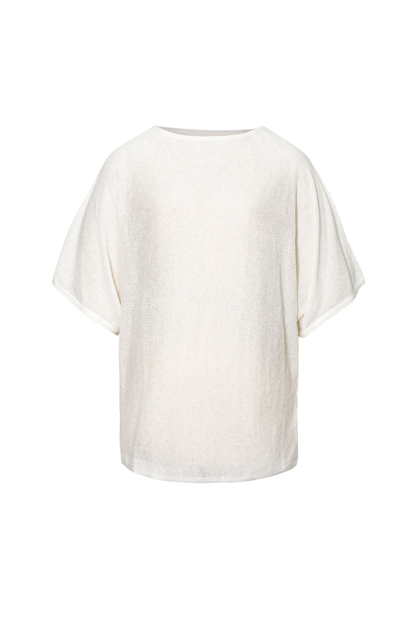 LEONSENSE Sheer Draped Batwing Knit Top