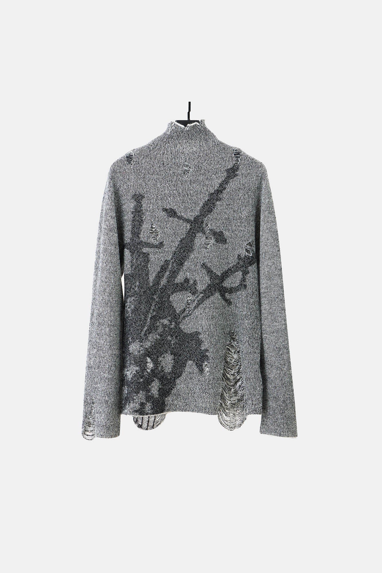 ILNya Nieternite Nifutur Distressed Sword Graphics High-Neck Sweater, premium urban and streetwear designers apparel on PROJECTISR.com, ILNya Nieternite Nifutur