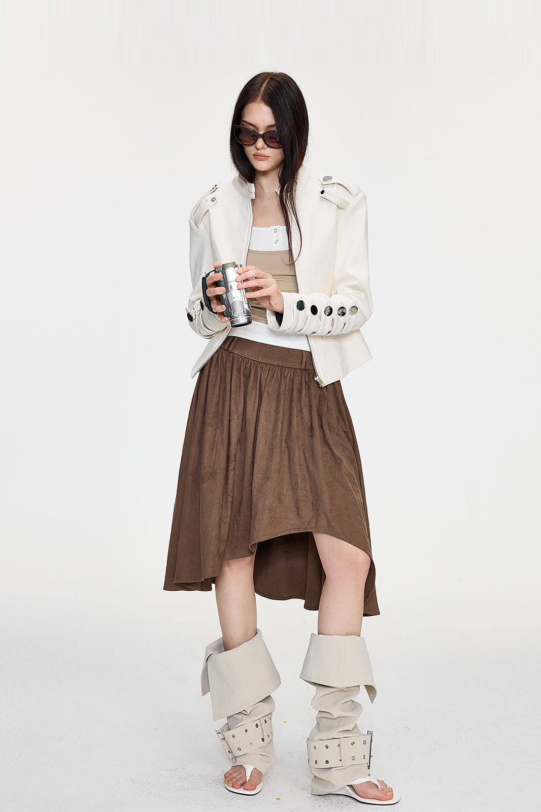 AE30 SAINT Cinched-Waist Padded-Shoulder Napoleon Jacket