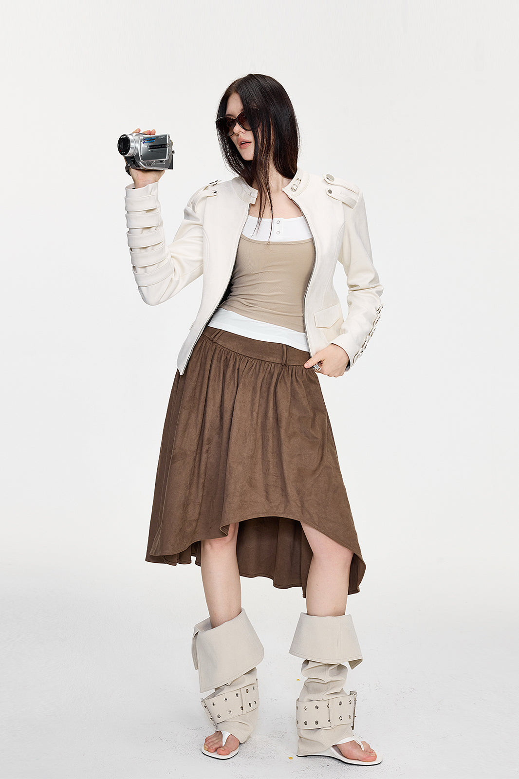 AE30 SAINT Cinched-Waist Padded-Shoulder Napoleon Jacket
