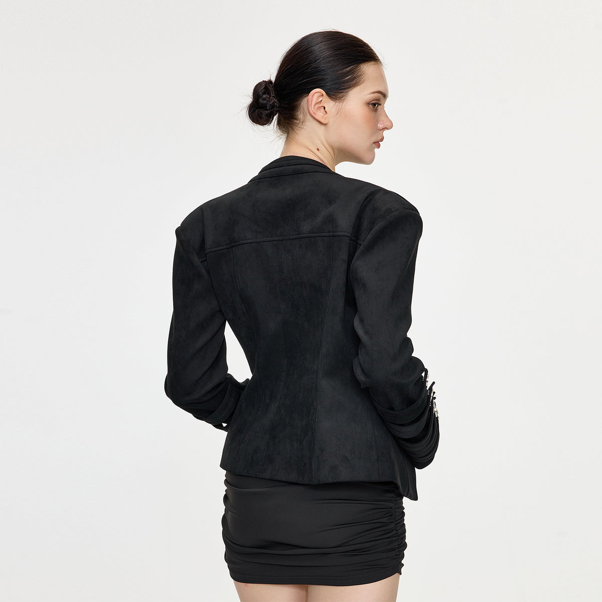 AE30 SAINT Cinched-Waist Padded-Shoulder Napoleon Jacket