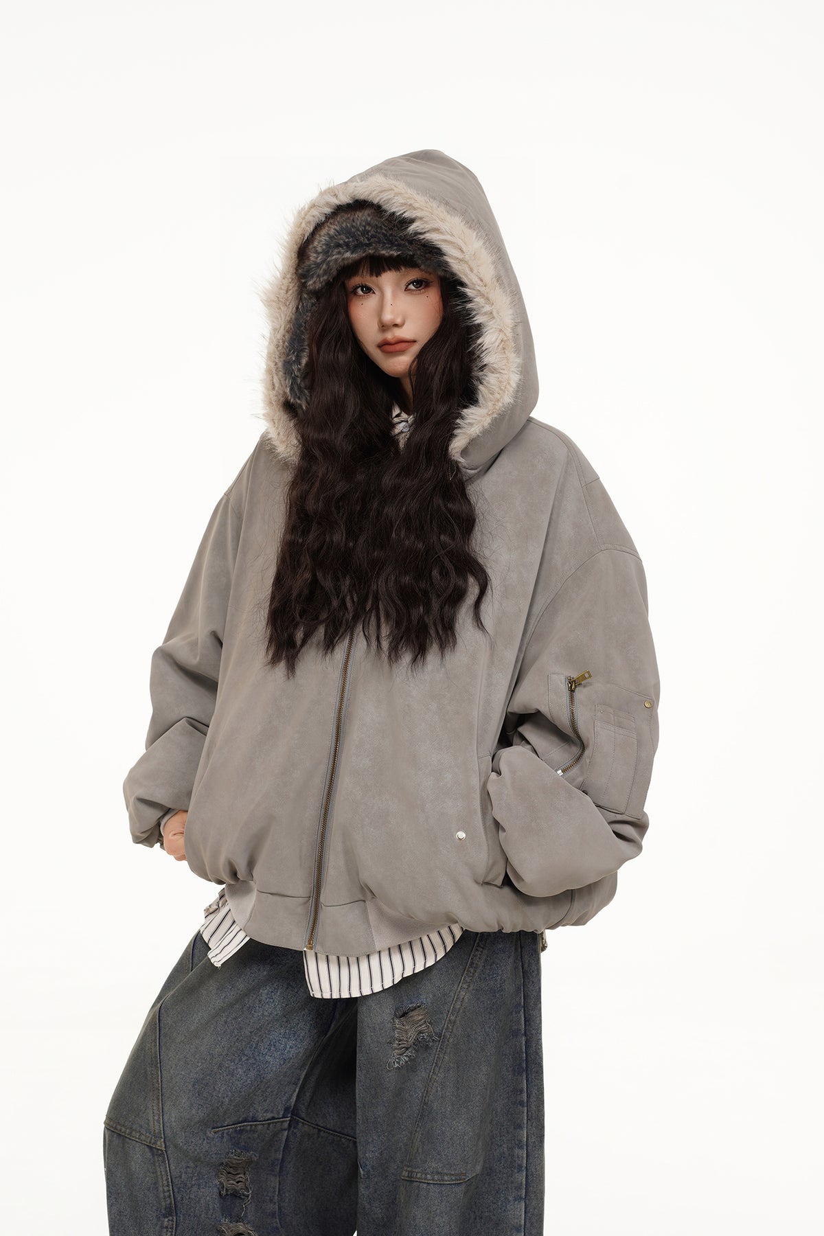 FREE CENTER Reversible Hooded Puffer Jacket