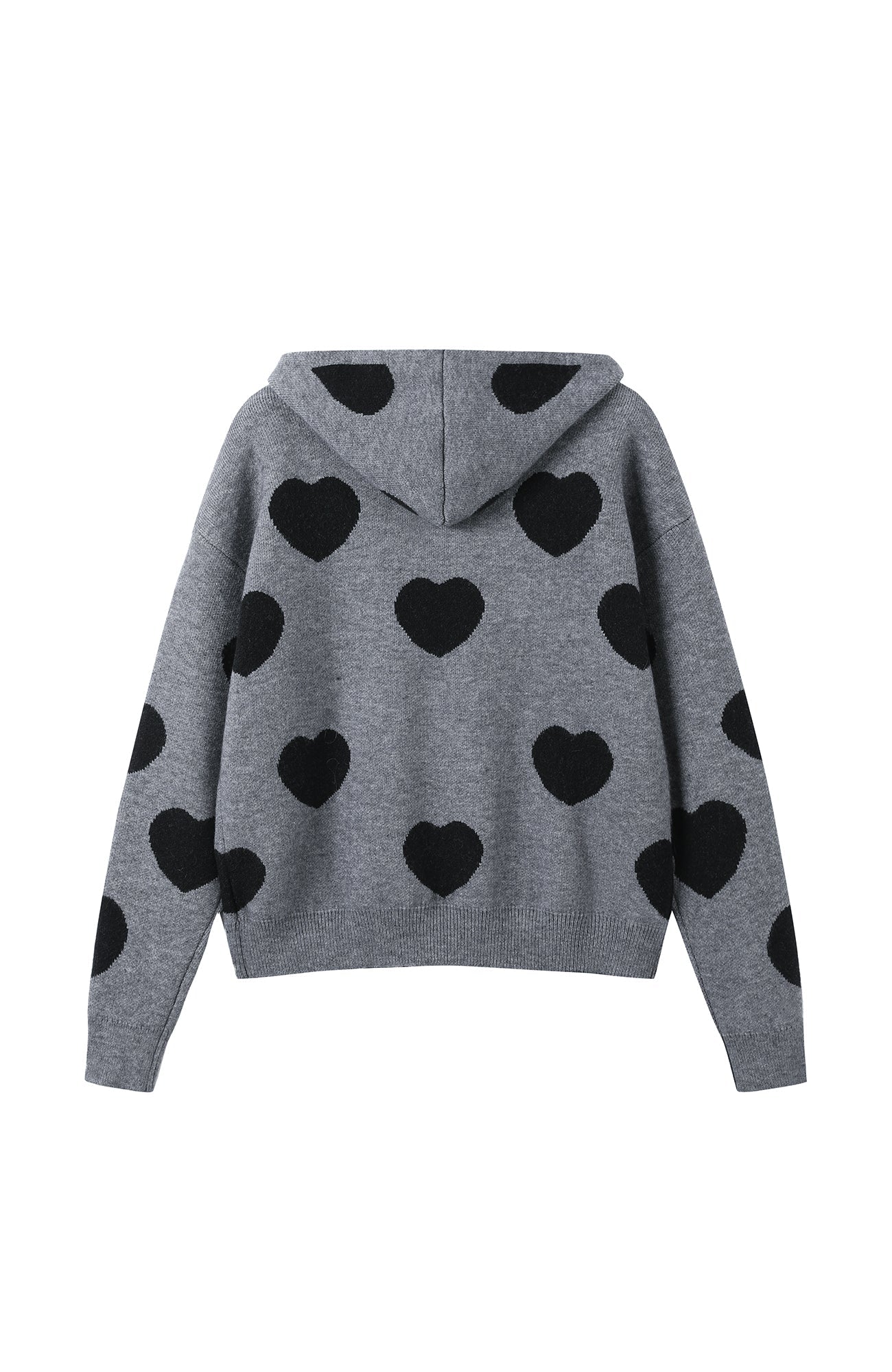 DONSMOKE Heart Full-Print Knit Zip-Up Hoodie