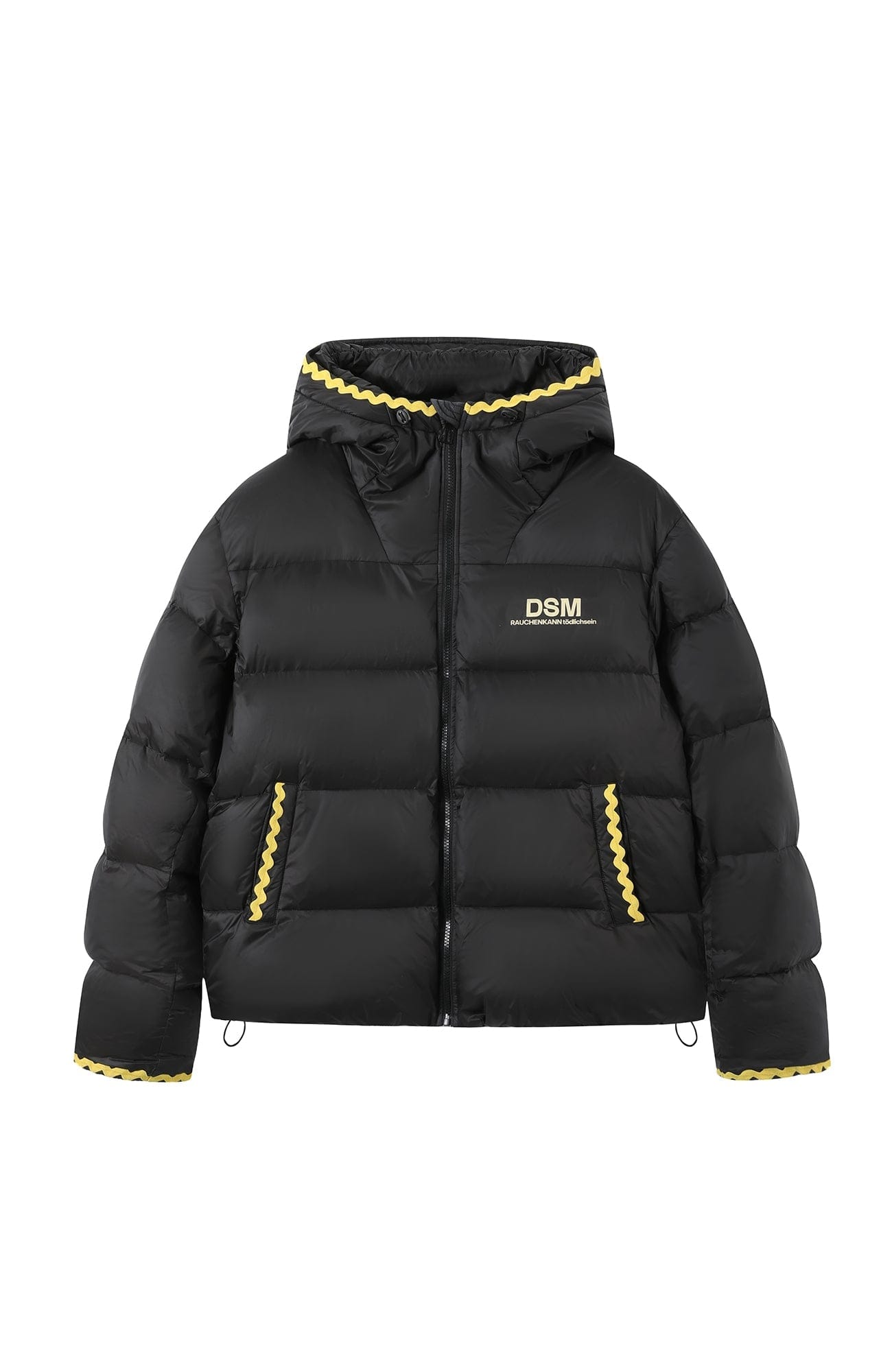 DONSMOKE Wavy Trim Hooded Down Puffer