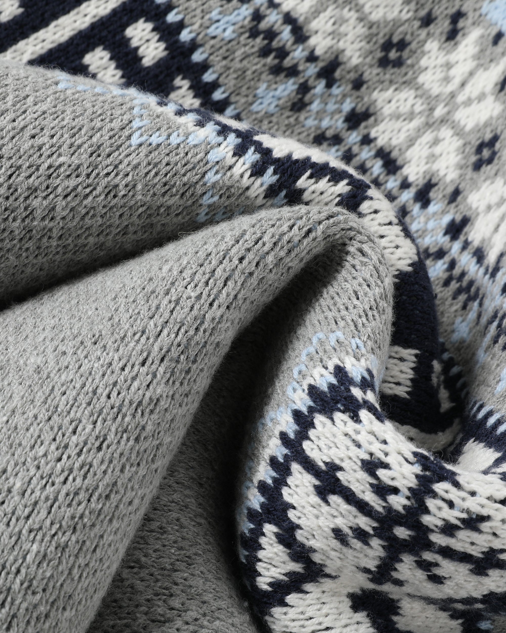 DONSMOKE Retro Fair Isle Faux Fur Lined Knit Jacket