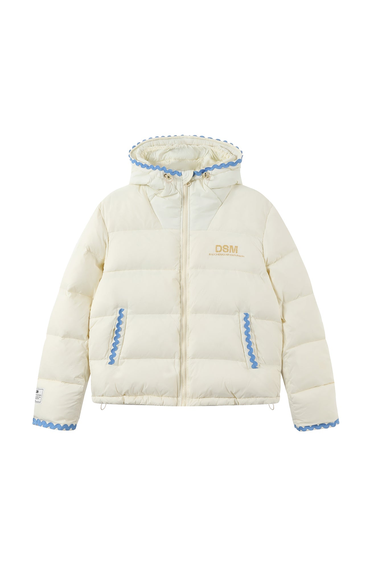 DONSMOKE Wavy Trim Hooded Down Puffer