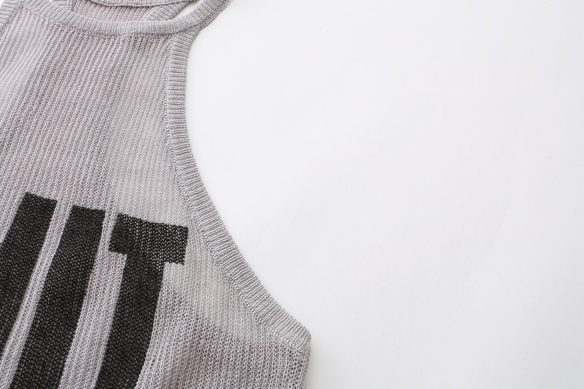 NEVER OFFEND L ANGEL Slogan Full-Print Mesh Halter Dress