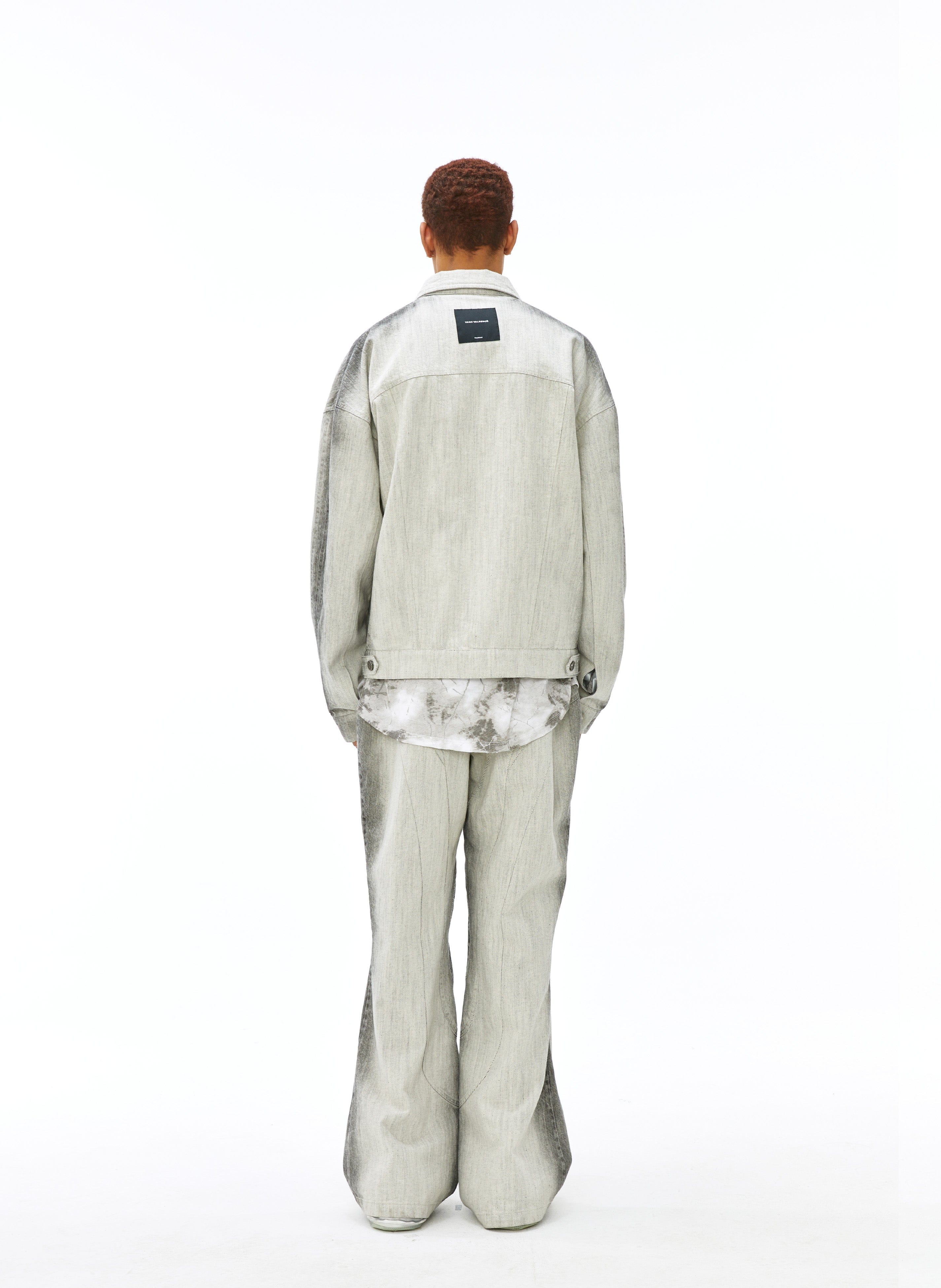 VANN VALRENCE Curved Panel Gradient Washed Flared Jeans, premium urban and streetwear designers apparel on PROJECTISR.com, VANN VALRENCE