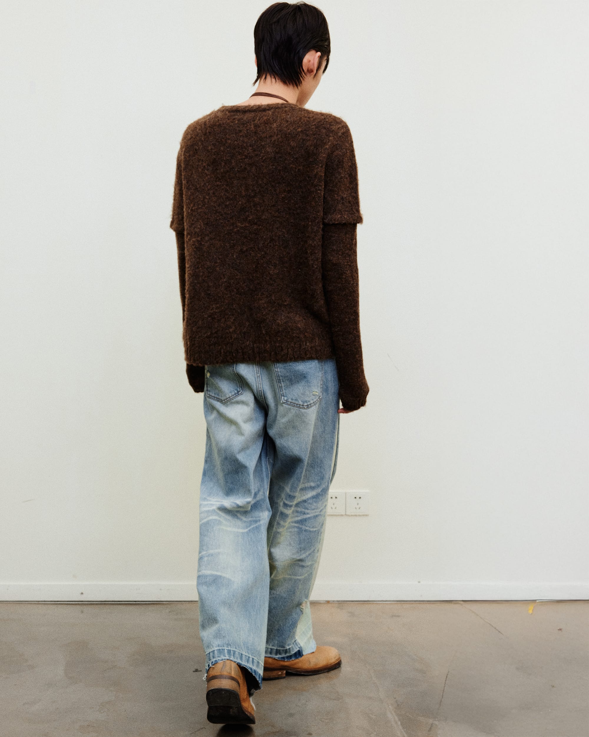 NEVERSEEZ Spliced Washed Whiskered Straight Jeans