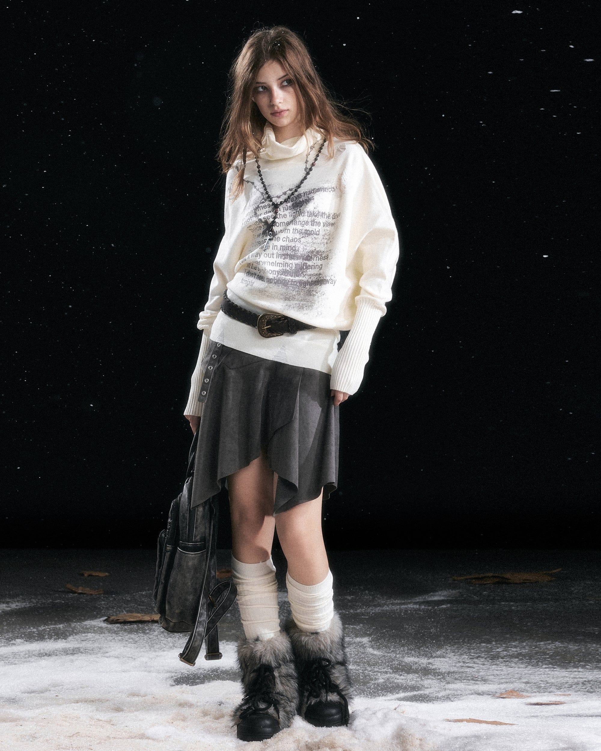 CESTNOUS Asymmetric Batwing Turtleneck Sweater