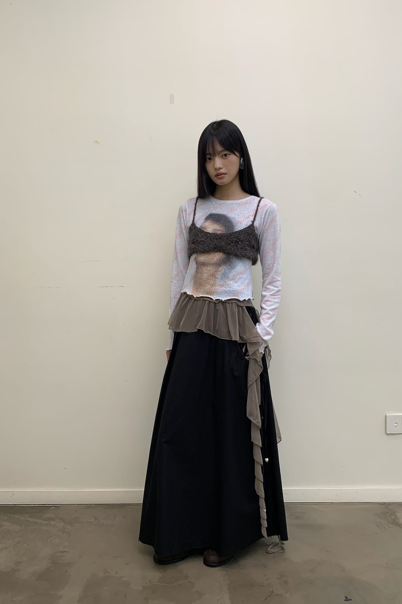 NEVERSEEZ Drawstring Ruched Utility Pocket Maxi Skirt
