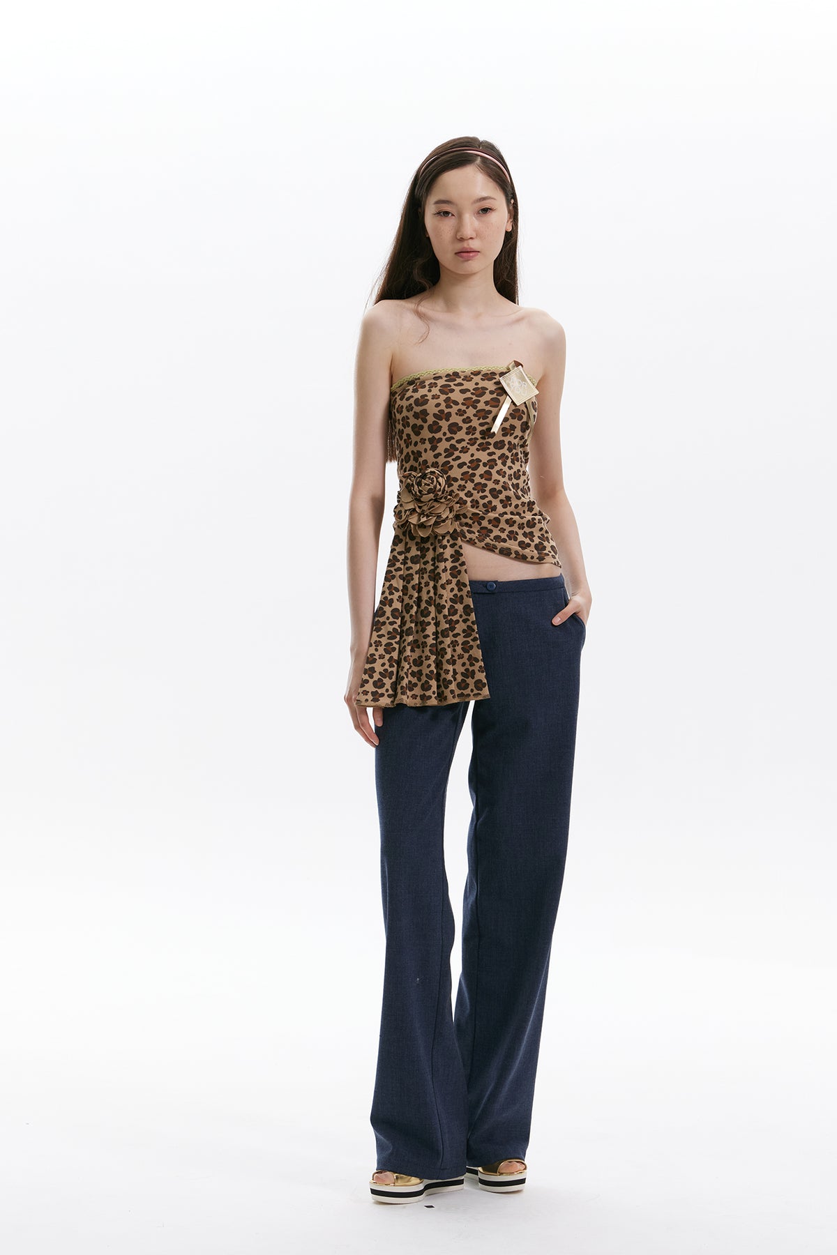 9266 STUDIO Rosette Draped Tube Top