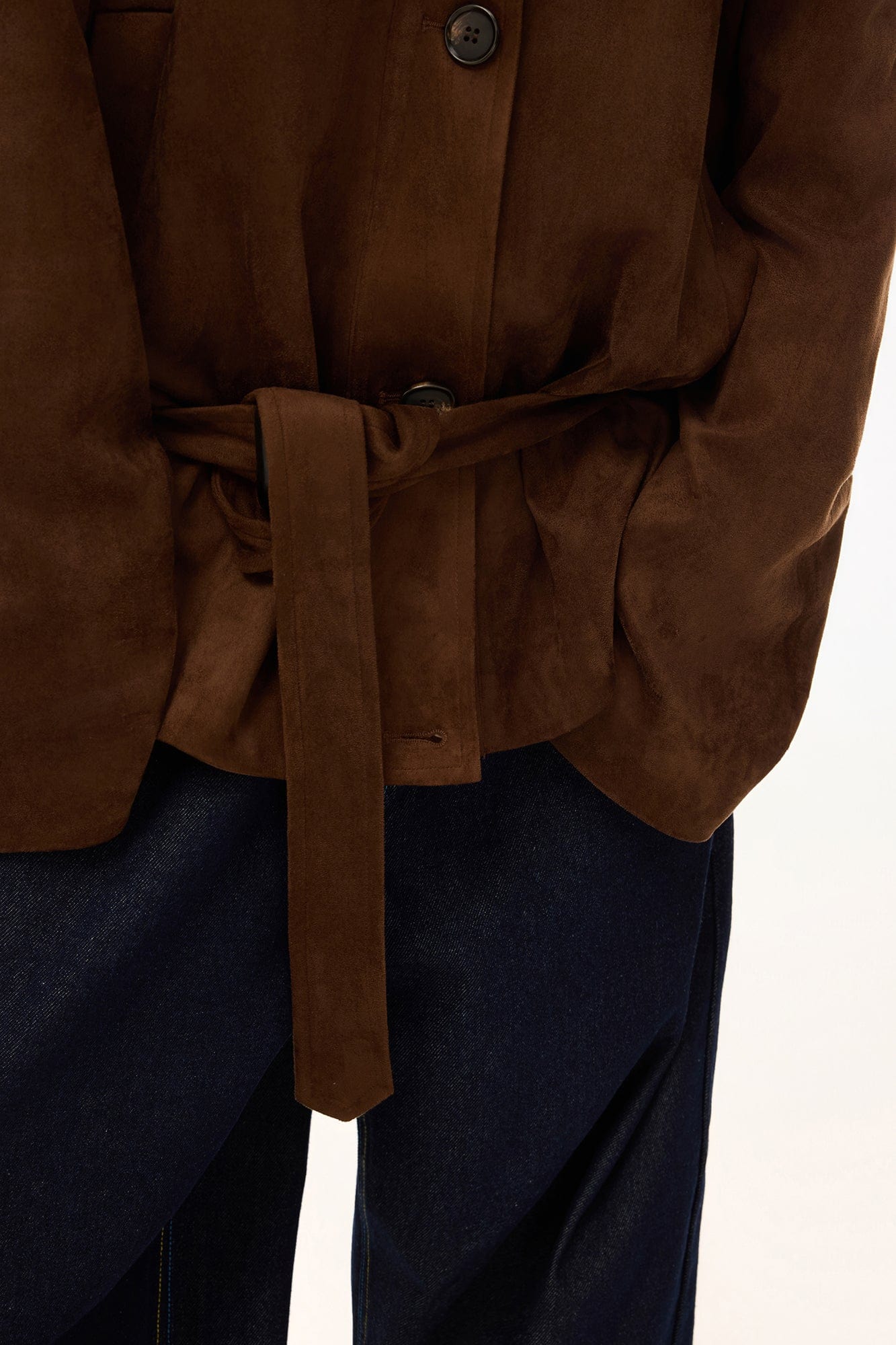 ARTIFICIAL WORLD Faux Suede Belted Jacket