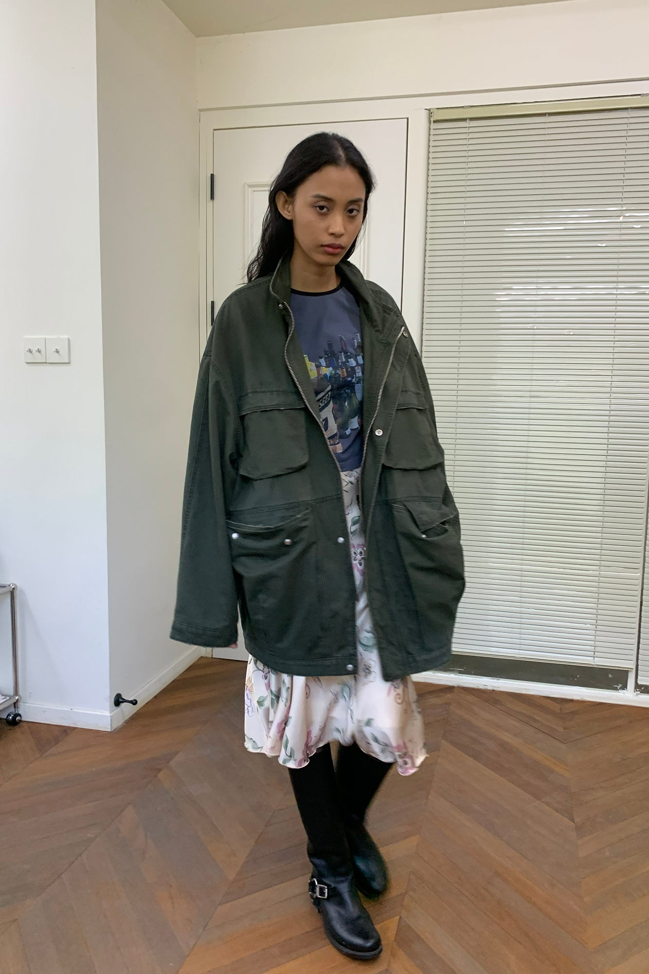NEVERSEEZ Frayed Multi-Pocket Utility Jacket