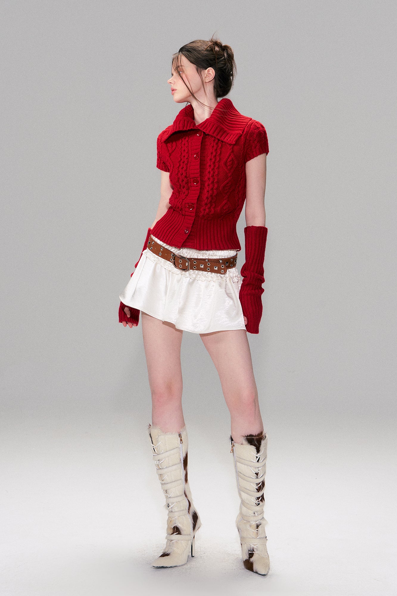 THE NEVERMORE Fold Collar Cable Knit Cardigan