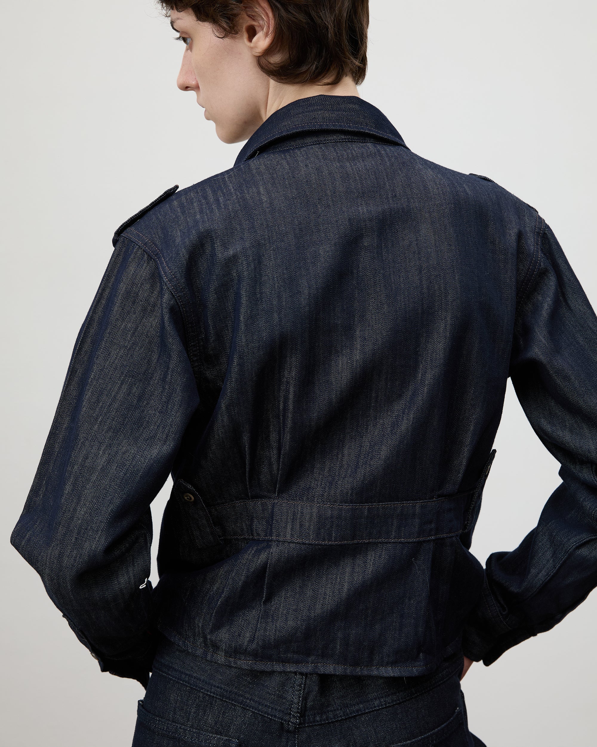 COMMAND N Cinched Waist Utility Denim Shirt Jacket