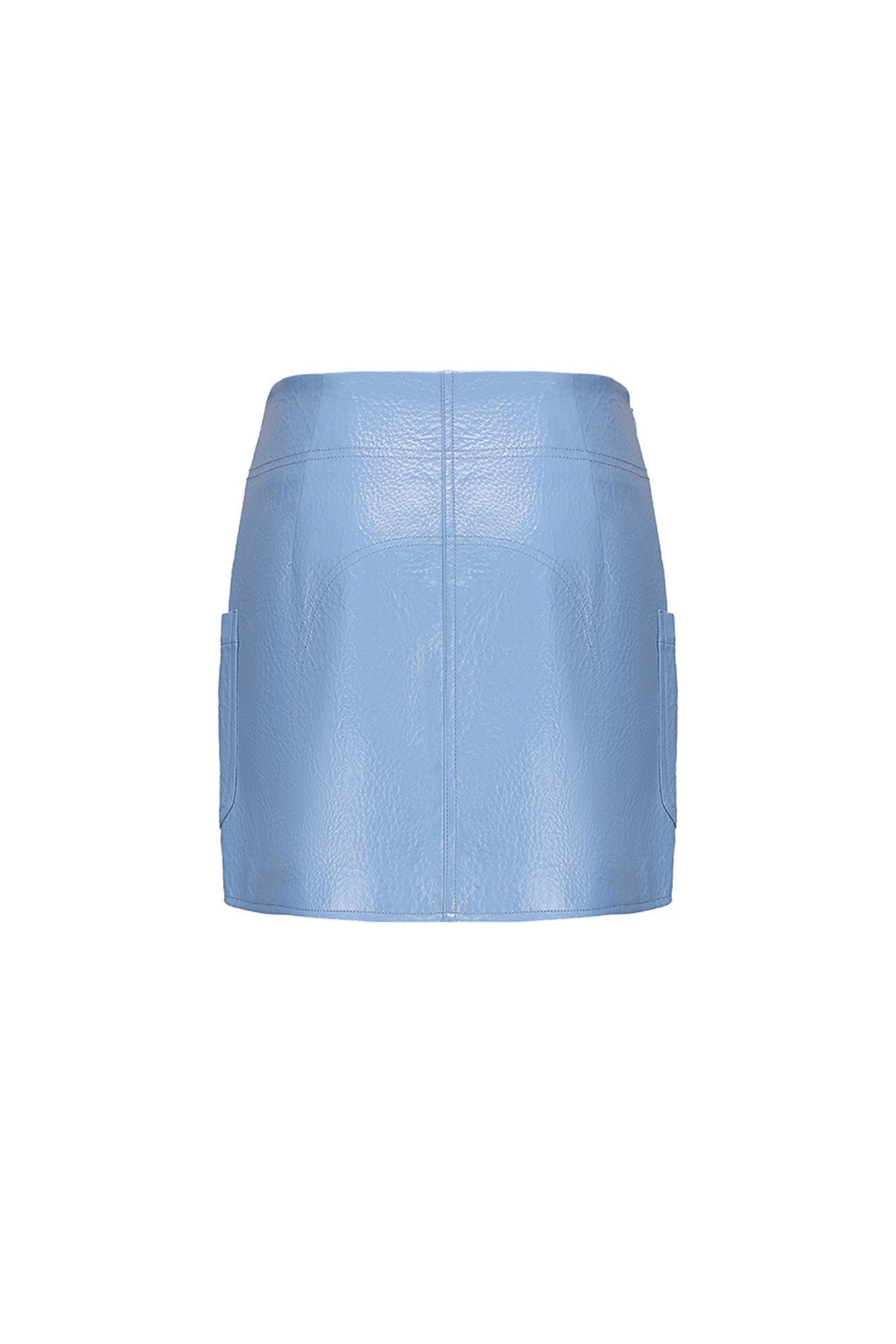 VANN VALRENCE Faux Leather Overlay Flap Mini Skirt