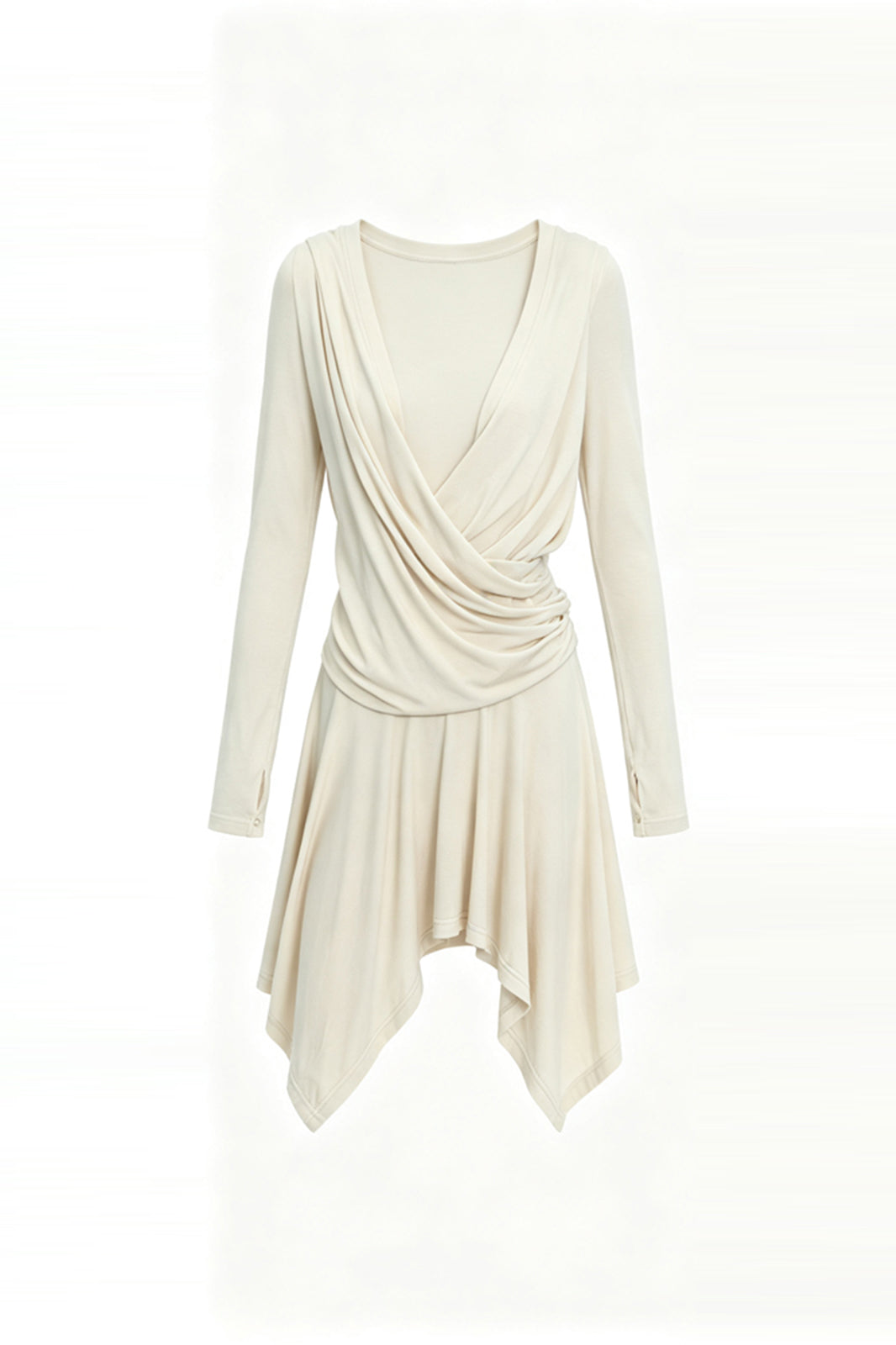 FAYCHUI Studded Crossover Long-Sleeve Dress