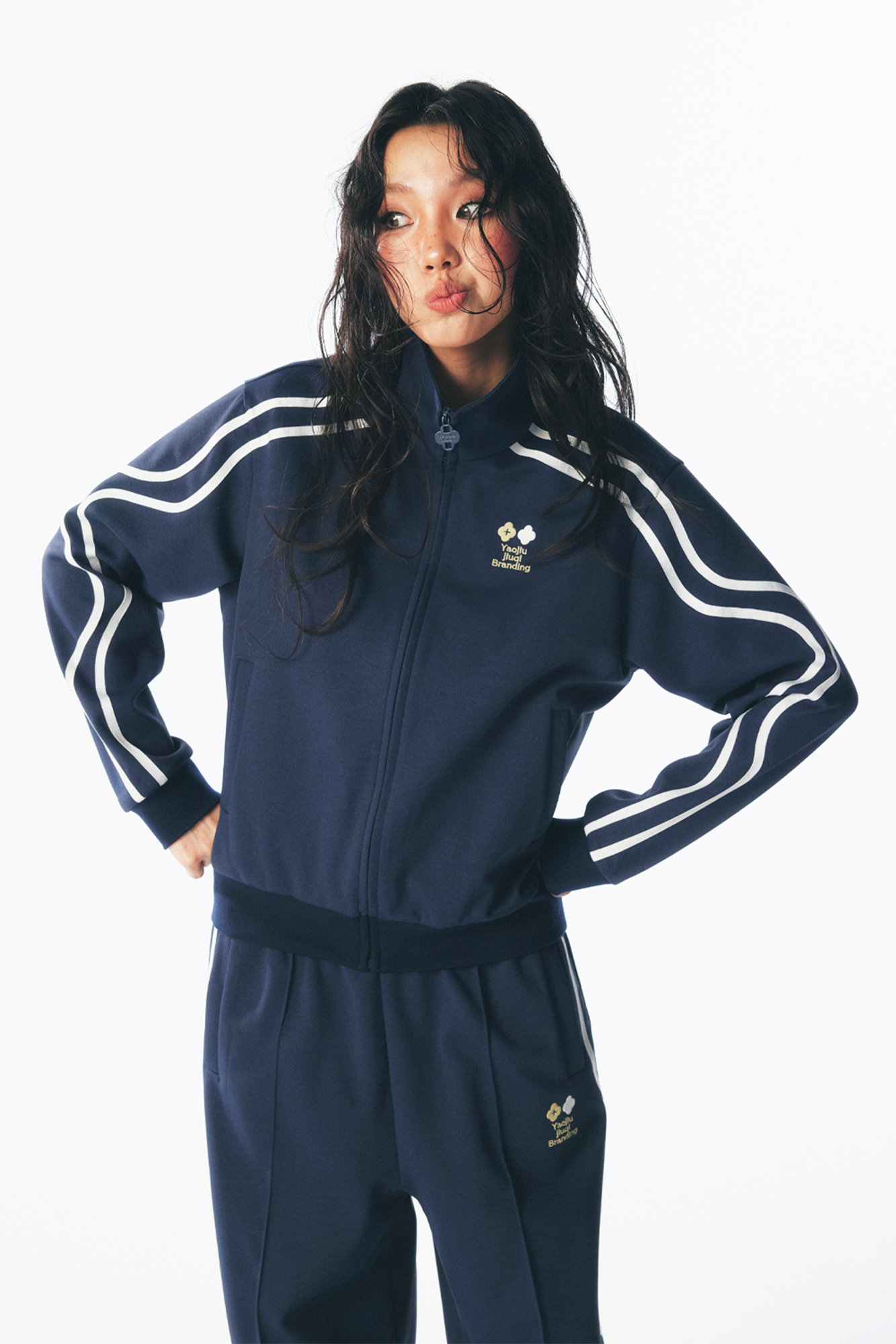 1997 POSTOFFICE Contrast Curved-Stripe Quick-Dry Track Jacket